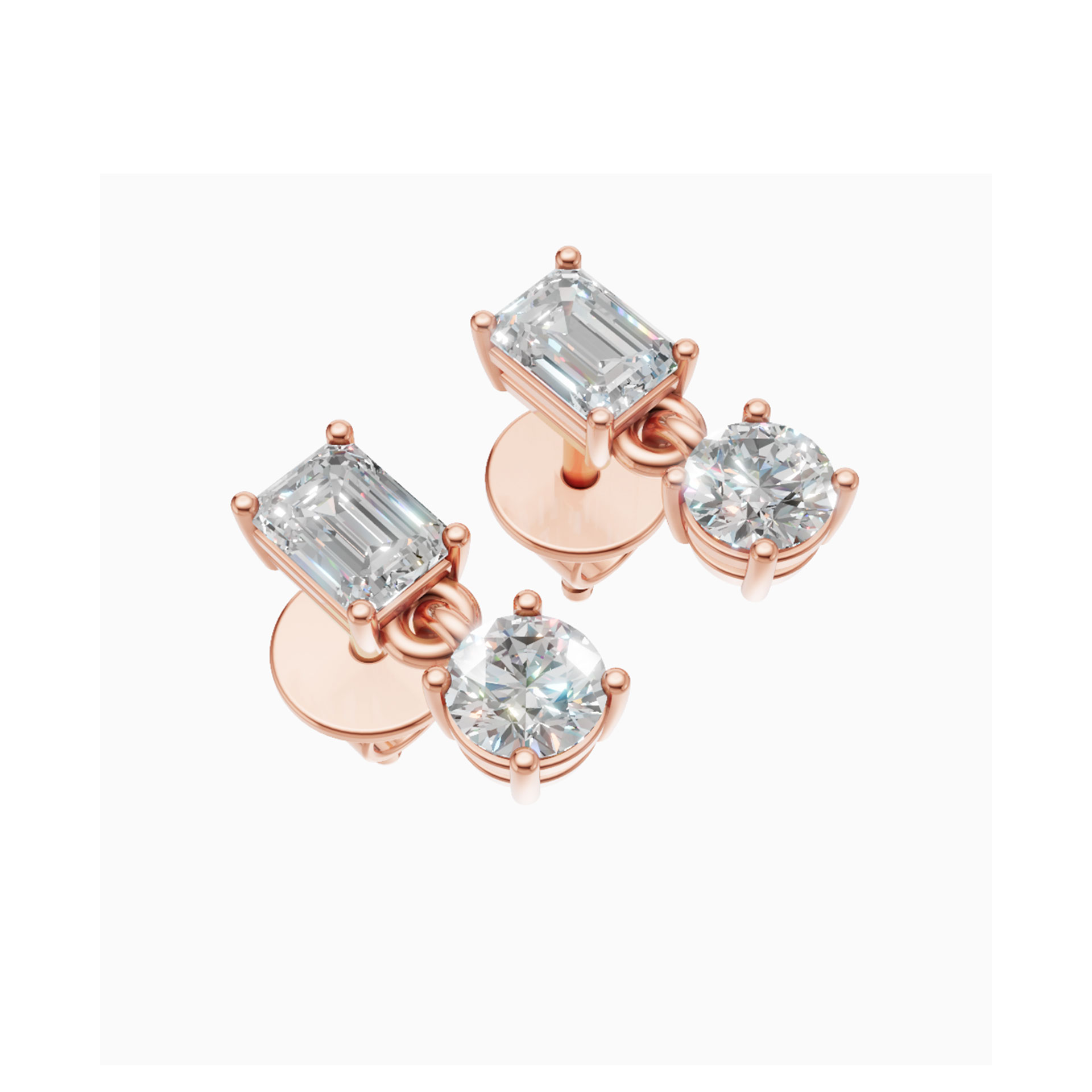 Nara Graduated Emerald and Round Drop Earrings – view 2