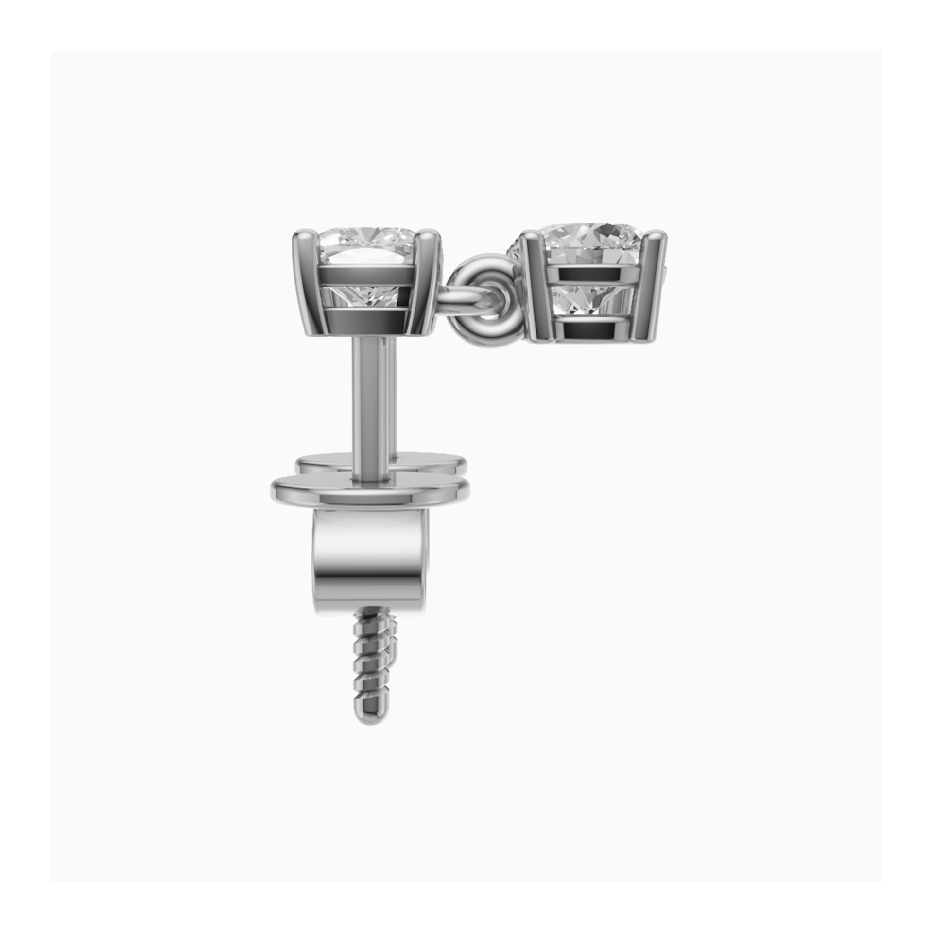 Numa square cushion and round drop diamond earrings in rose gold — earth and grown diamonds by Amber Arc – view 3