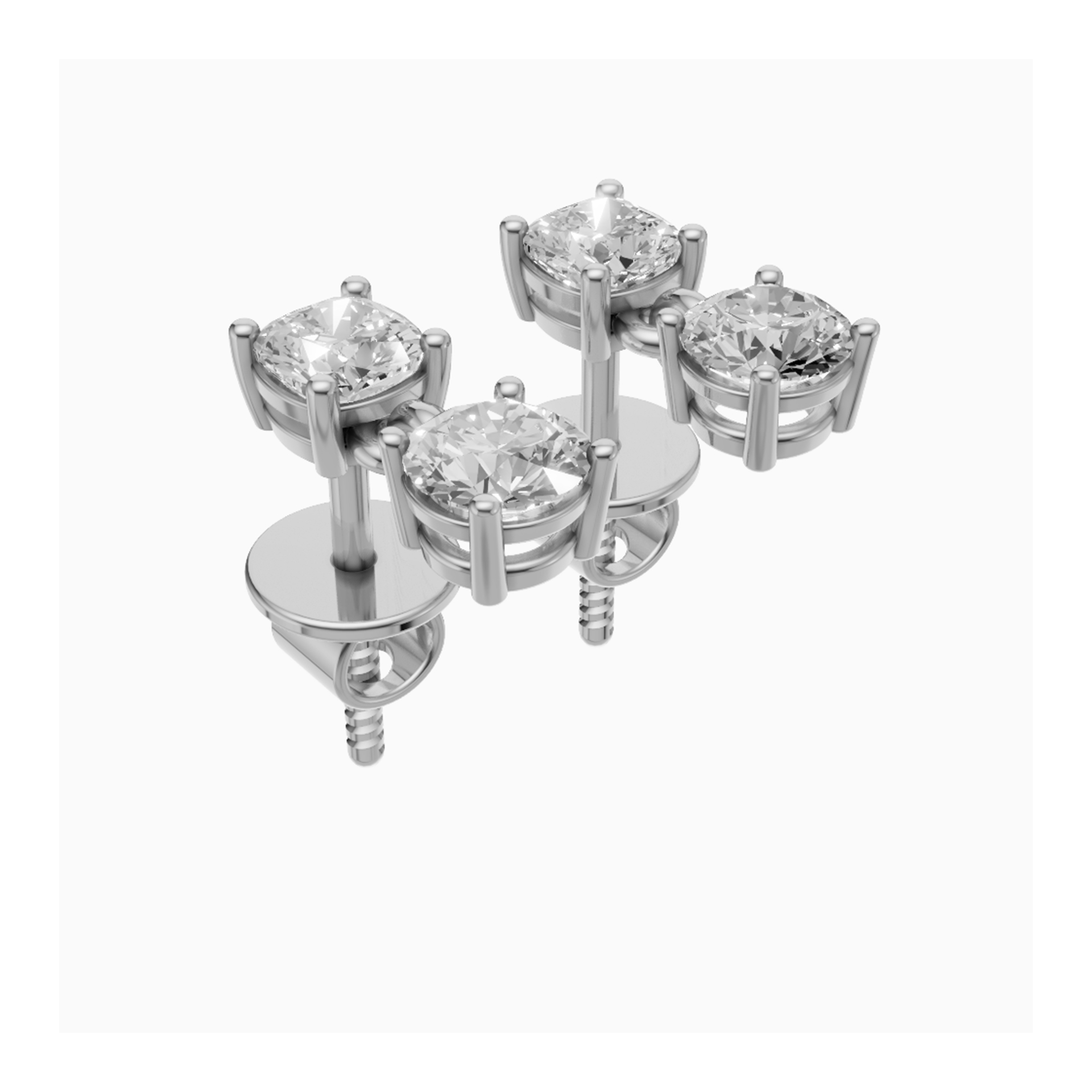 Numa square cushion and round drop diamond earrings in rose gold — earth and grown diamonds by Amber Arc – view 2
