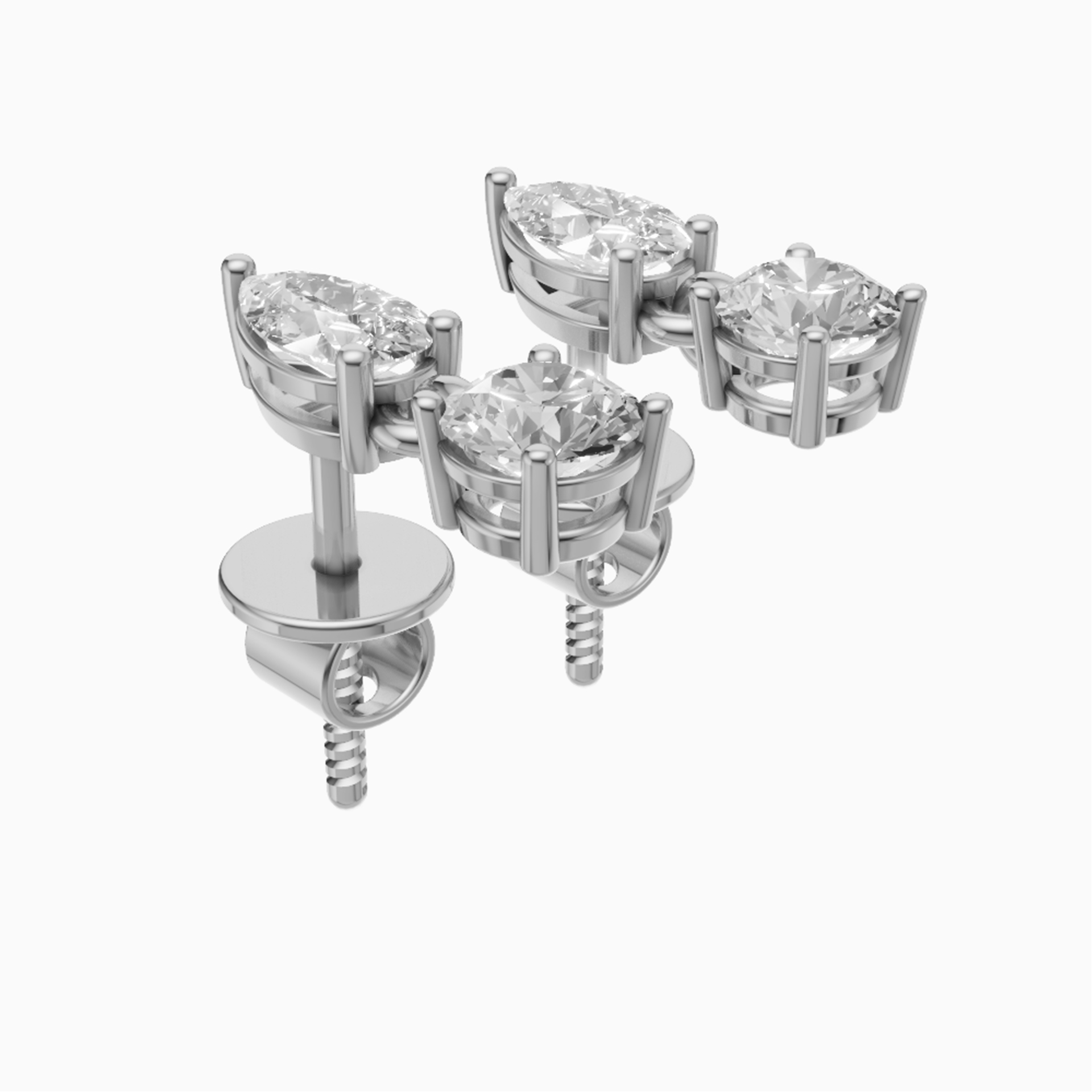 Numa pear and round drop diamond earrings in rose gold — earth and grown diamonds by Amber Arc – view 2