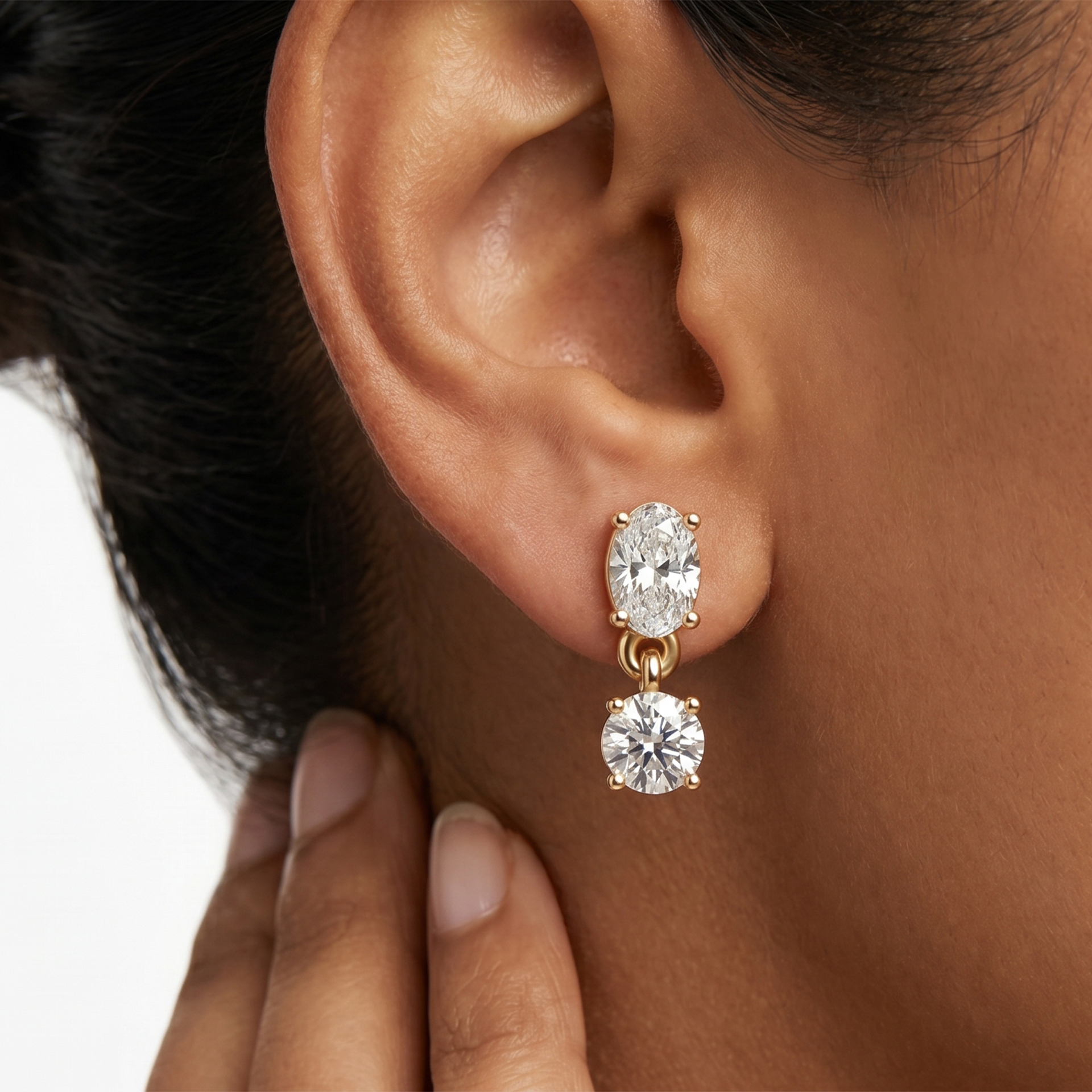 Nara Graduated Oval and Round Drop Earrings – view 4