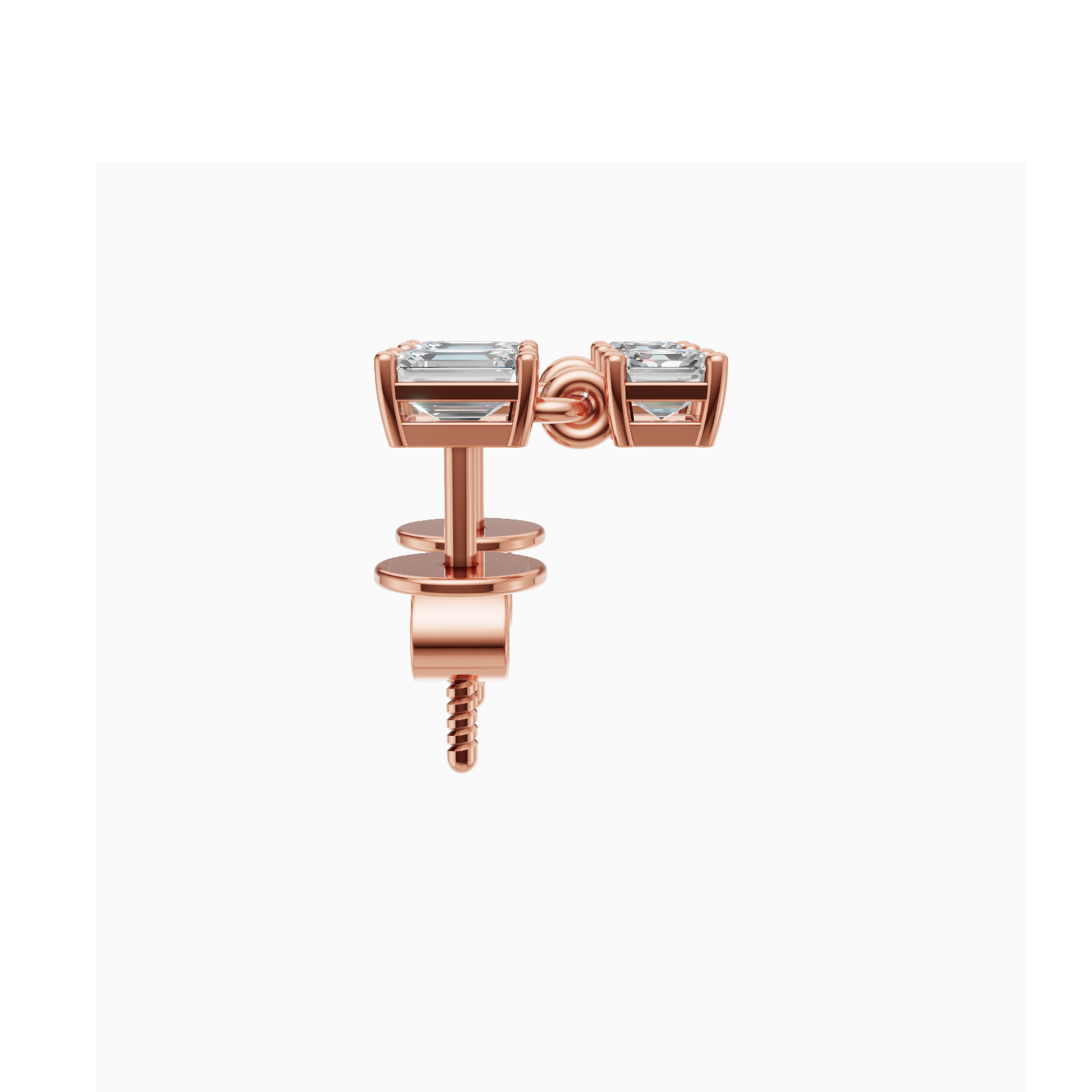 Nara graduated emerald and asscher drop diamond earrings in white gold — earth and grown diamonds by Amber Arc – view 3
