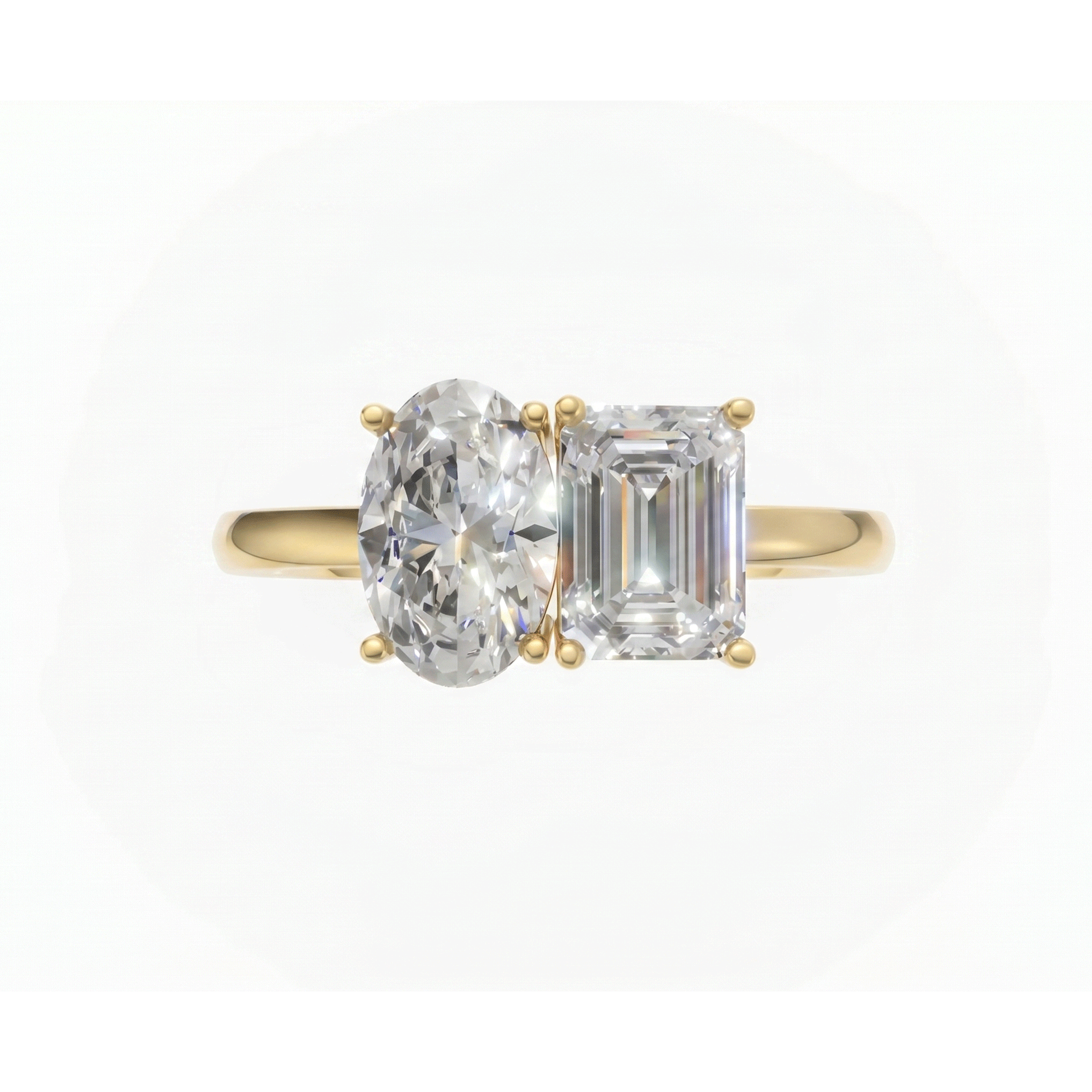 Margot Emerald and Oval Toi et Moi Diamond Ring