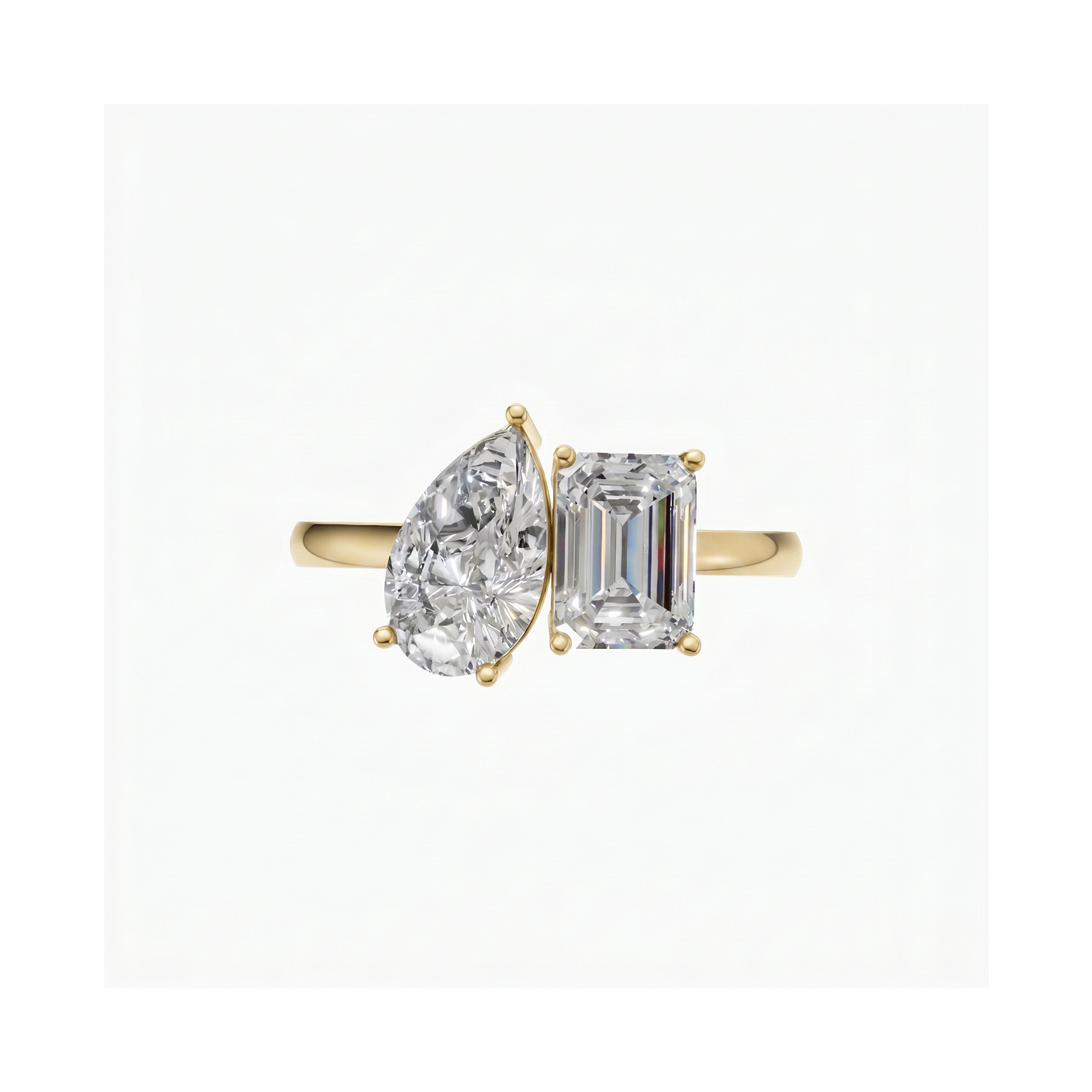 Margot Emerald and Pear Toi et Moi Diamond Ring