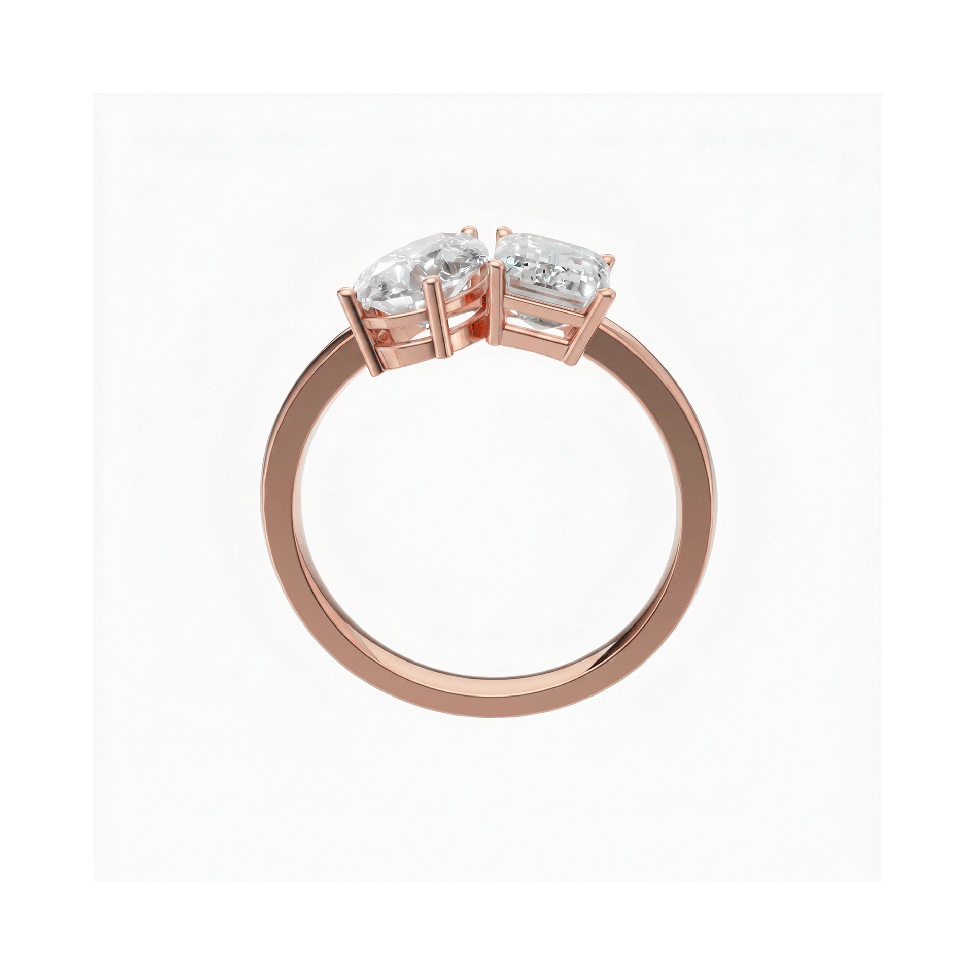 Margot emerald and pear toi et moi diamond ring in white gold — earth and grown diamonds by Amber Arc – view 3