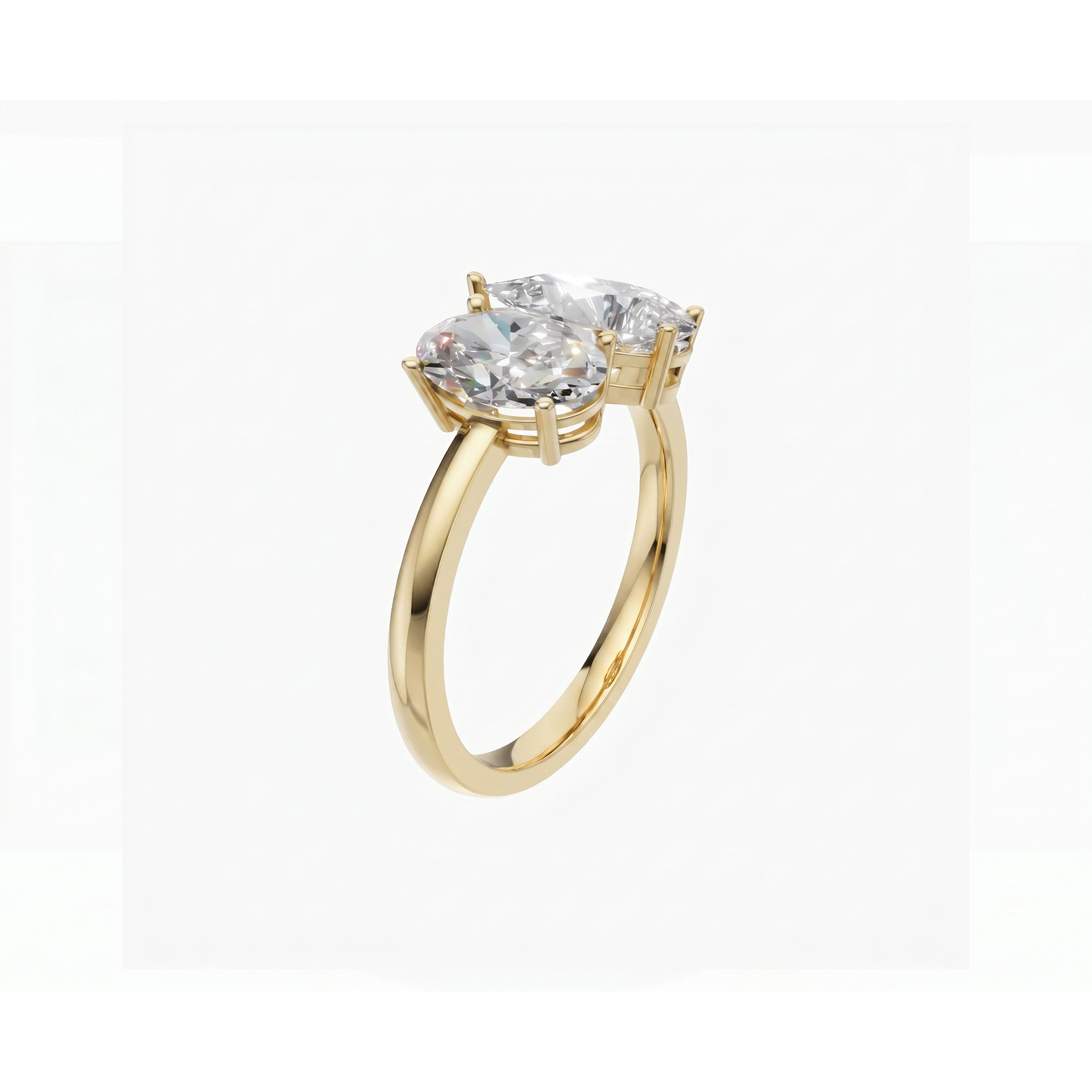 Margot oval and pear toi et moi diamond ring in white gold — earth and grown diamonds by Amber Arc – view 2