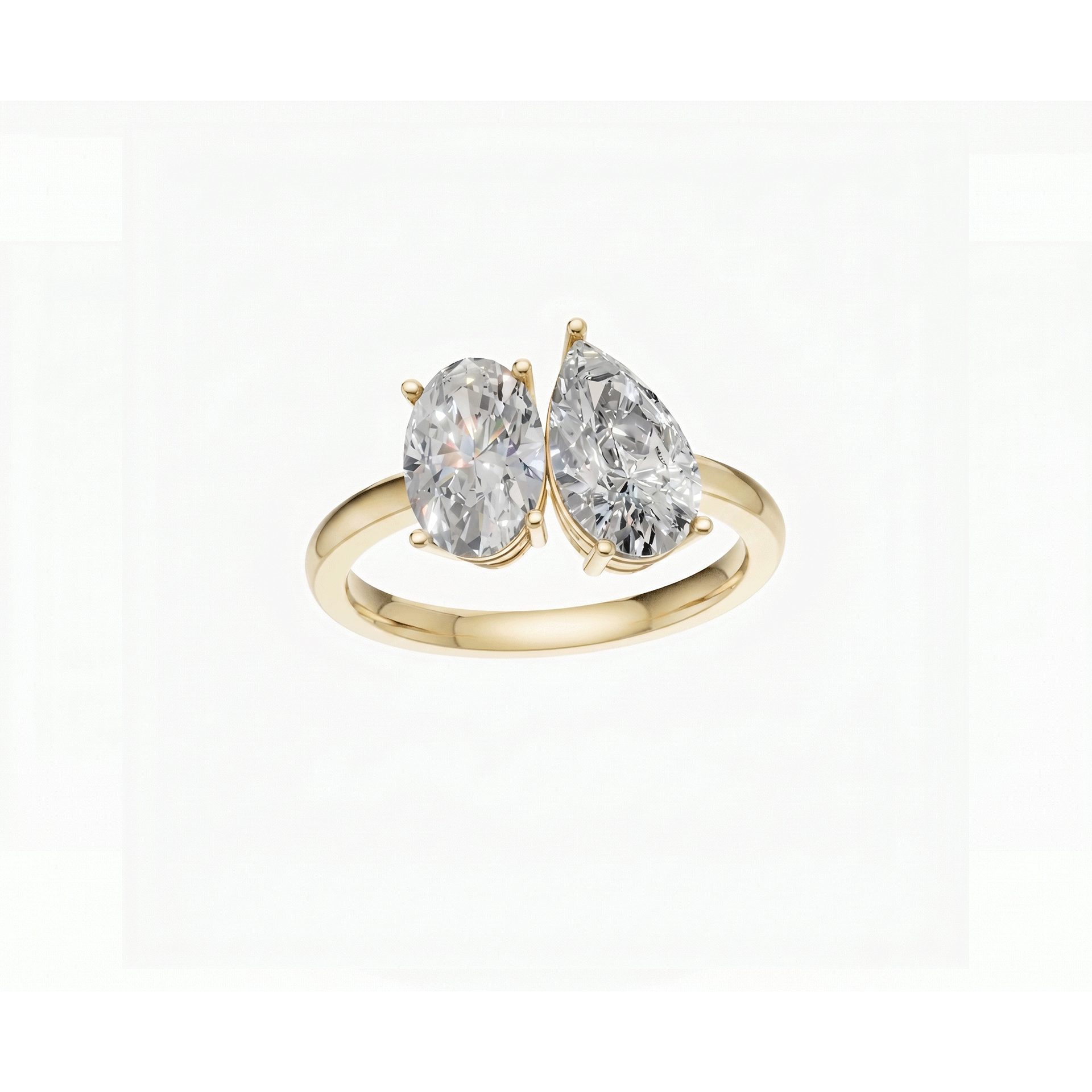 Margot oval and pear toi et moi diamond ring in white gold — earth and grown diamonds by Amber Arc