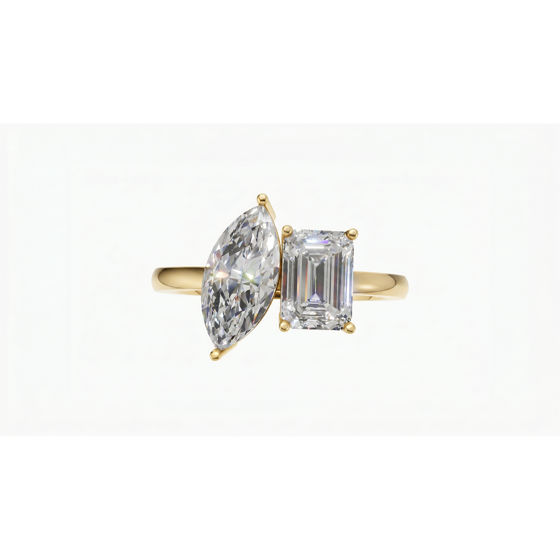 Margot Emerald and Marquise Toi et Moi Diamond Ring