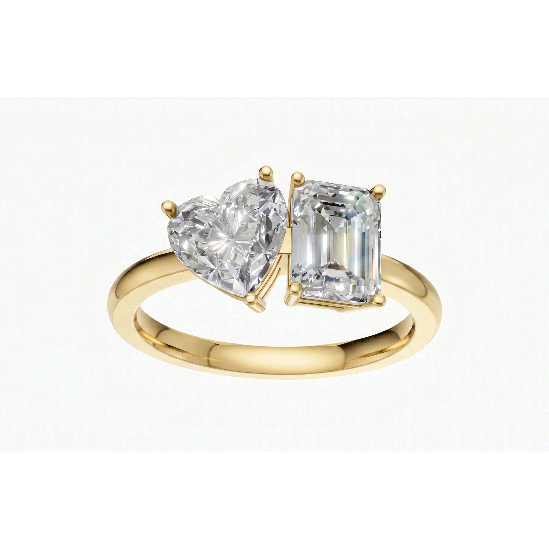 Margot Emerald and Heart Toi et Moi Diamond Ring