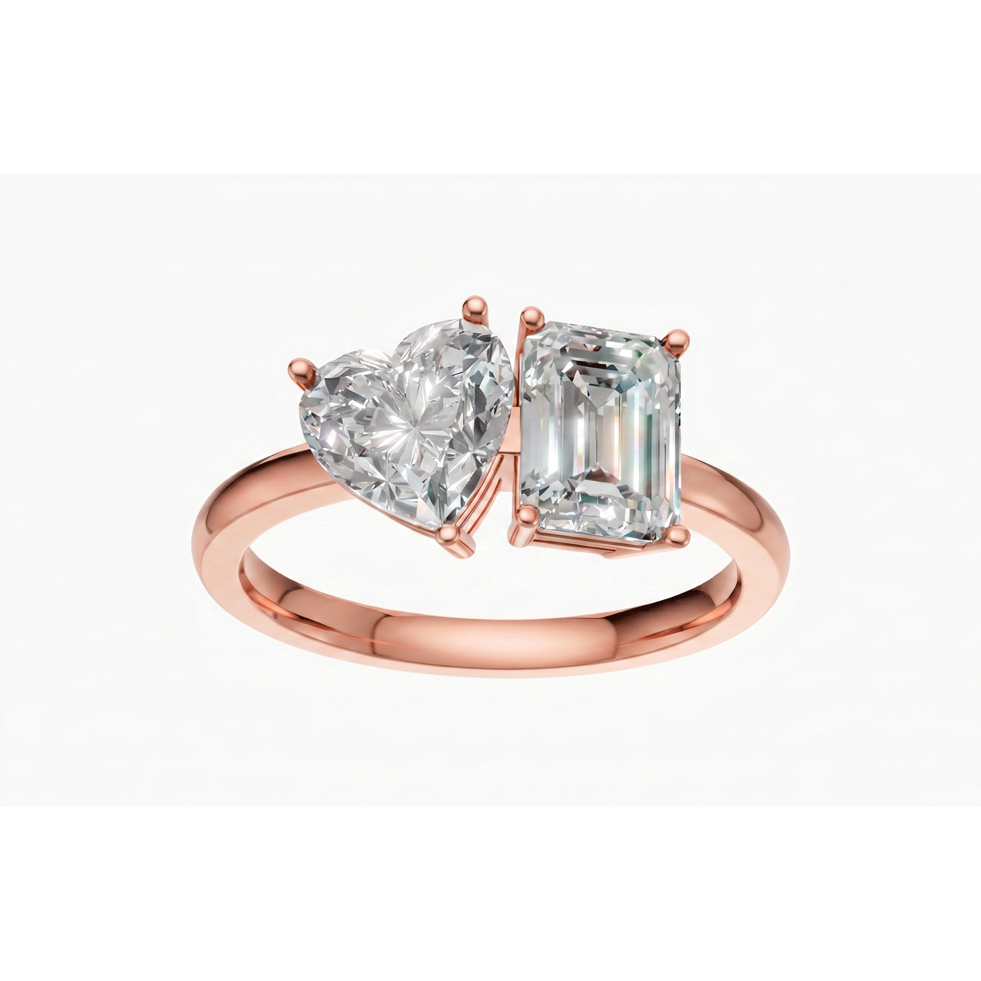 Margot Emerald and Heart Toi et Moi Ring