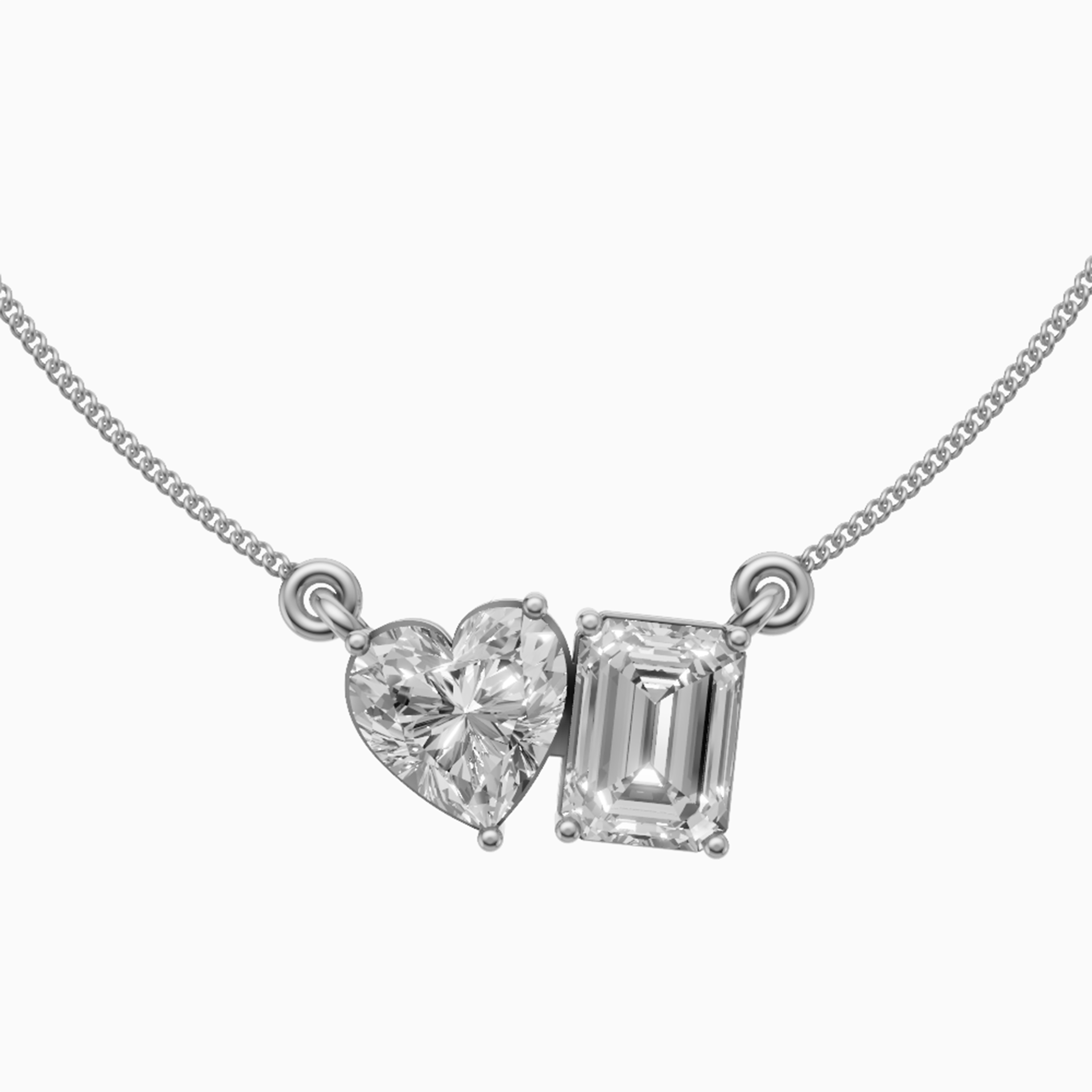 Margot Heart and Emerald Toi et Moi Diamond Pendant
