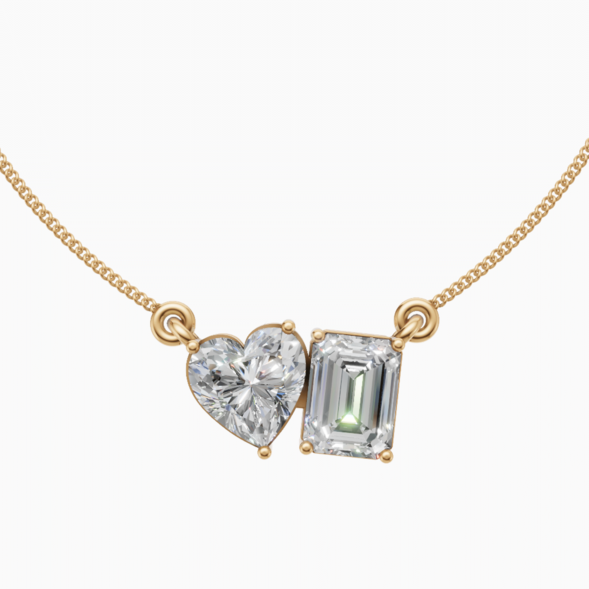 Margot Heart and Emerald Toi et Moi Diamond Pendant
