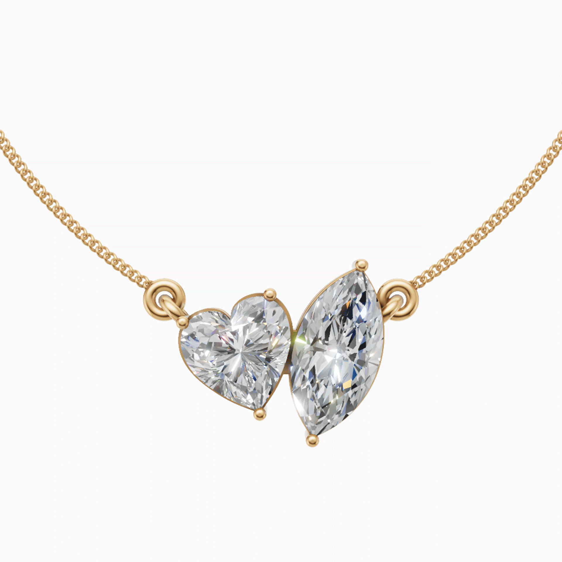 Margot Heart and Marquise Toi et Moi Diamond Pendant