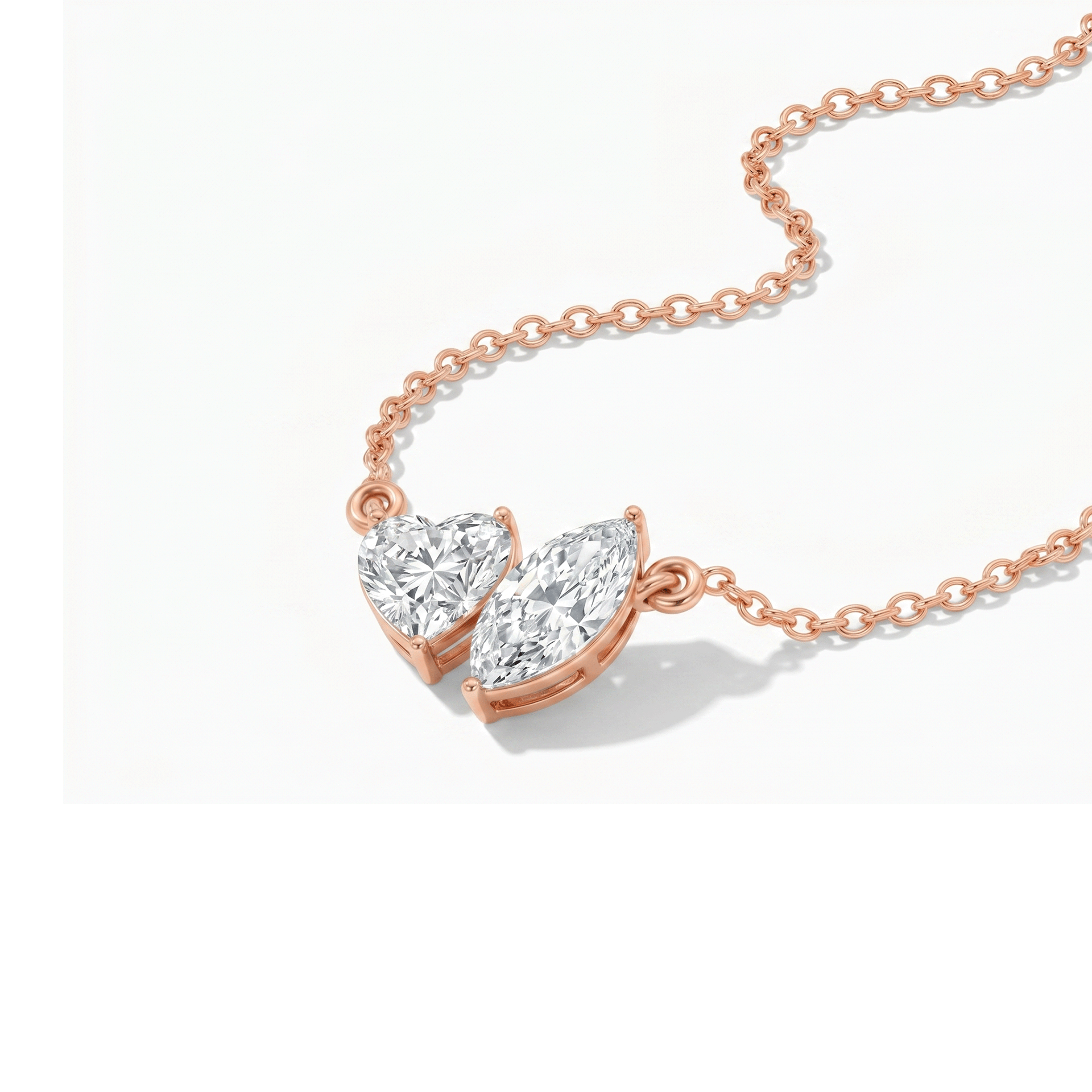 Margot heart and marquise toi et moi diamond pendant in white gold — earth and grown diamonds by Amber Arc – view 2