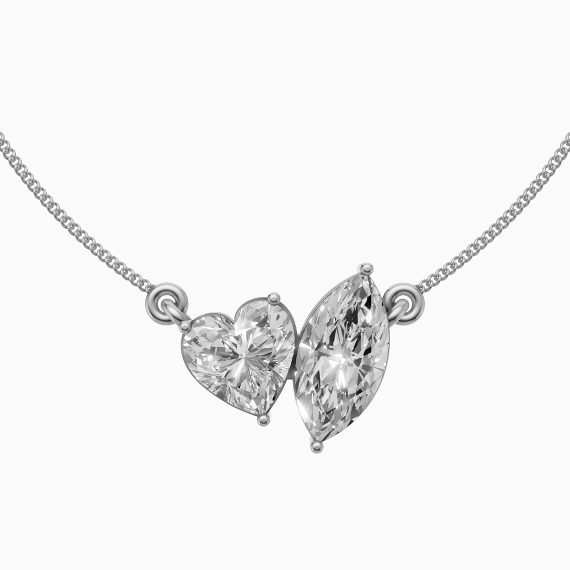 Margot Heart and Marquise Toi et Moi Diamond Pendant
