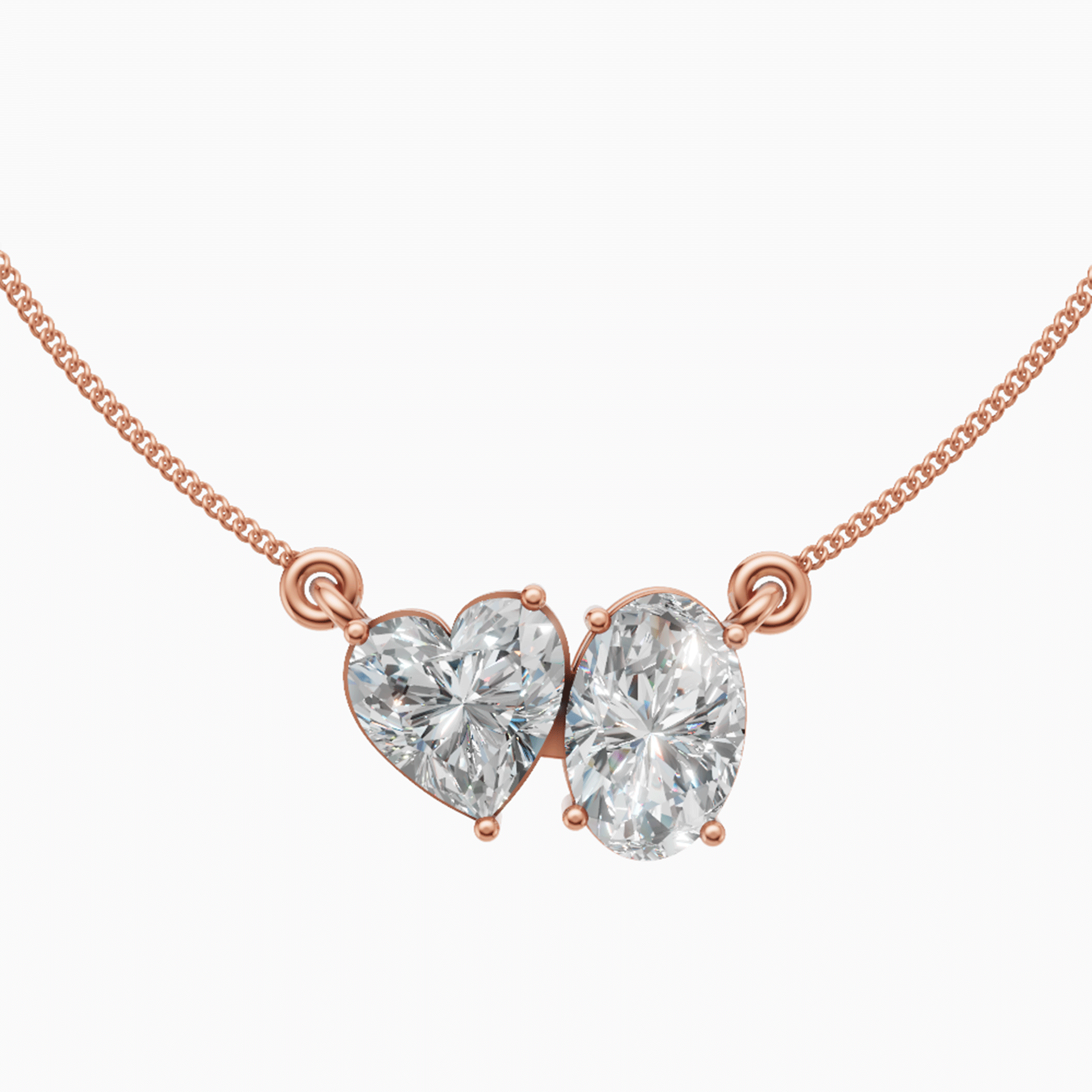 Margot Heart and Oval Toi et Moi Diamond Pendant
