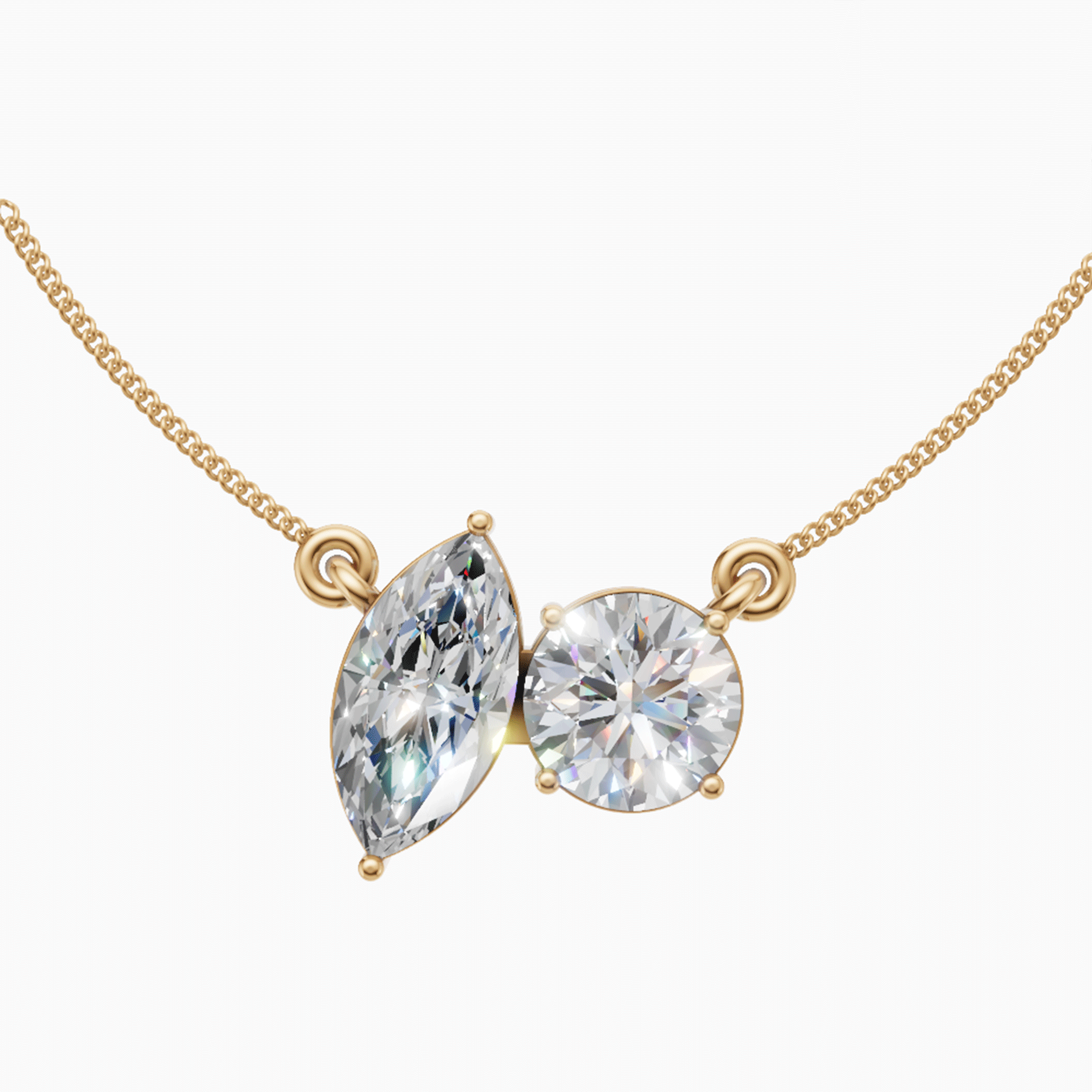 Margot Marquise and Round Toi et Moi Diamond Pendant