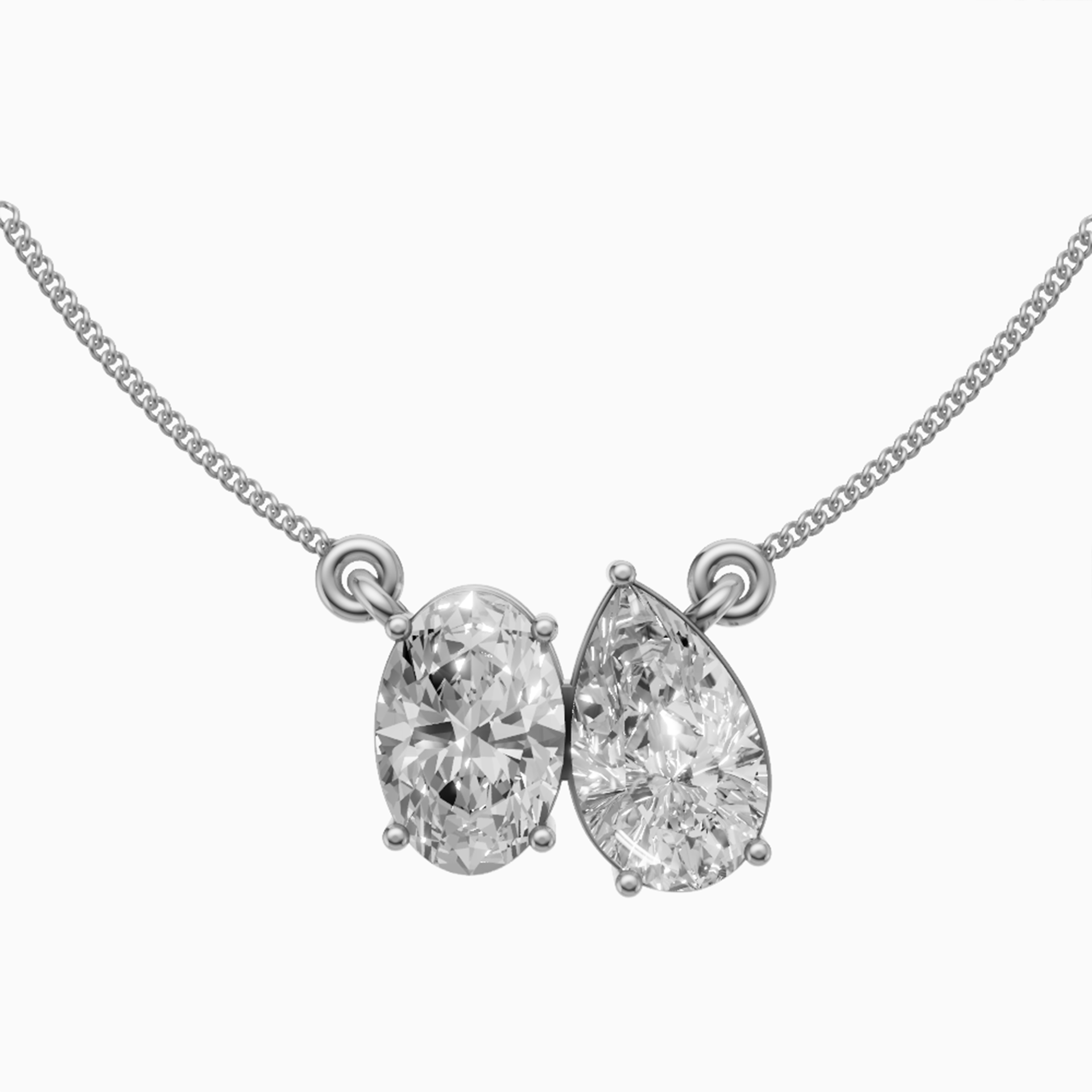 Margot oval and pear toi et moi diamond pendant in white gold — earth and grown diamonds by Amber Arc