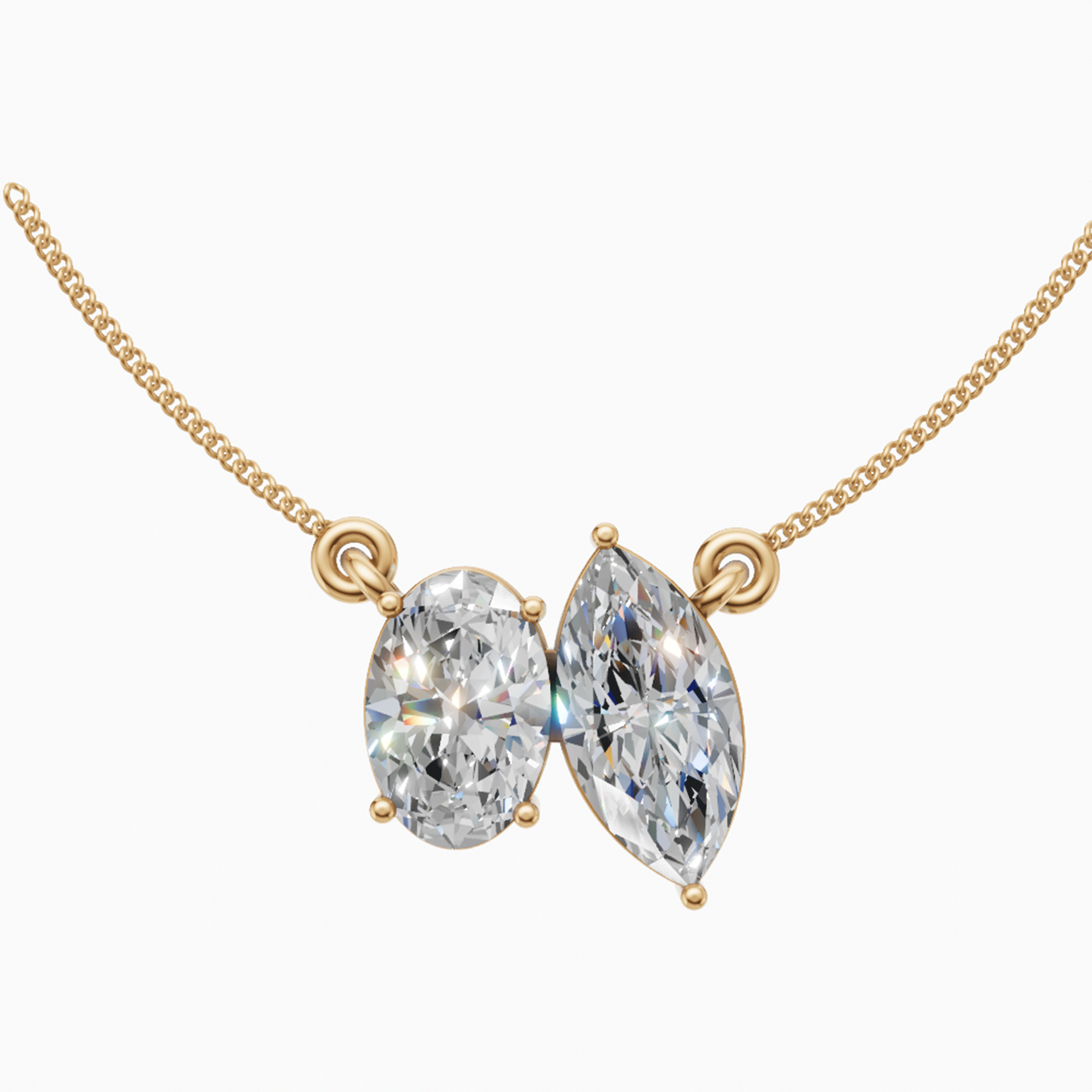 Margot oval and marquise toi et moi diamond pendant in white gold — earth and grown diamonds by Amber Arc