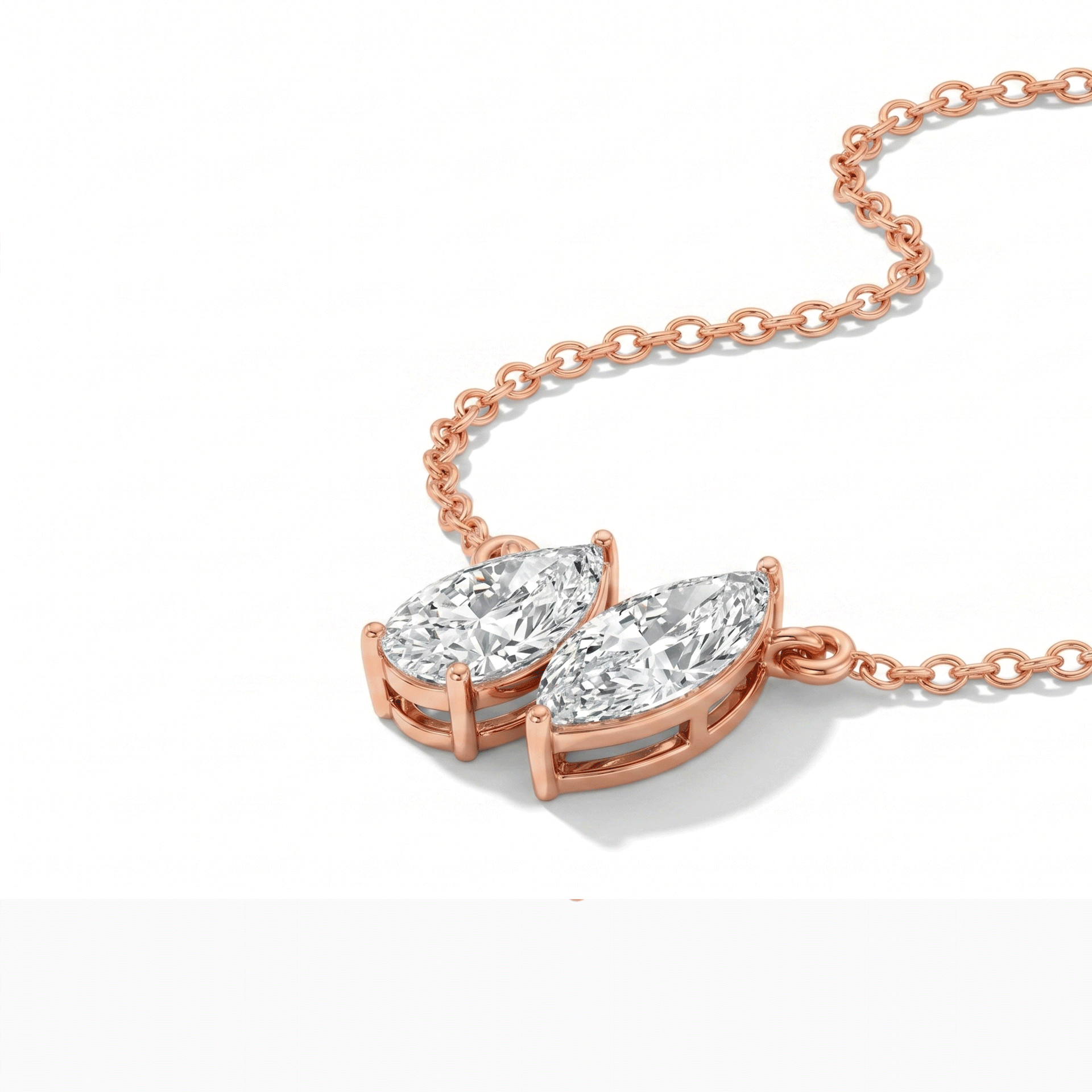 Margot princess and marquise toi et moi diamond pendant in white gold — earth and grown diamonds by Amber Arc – view 2