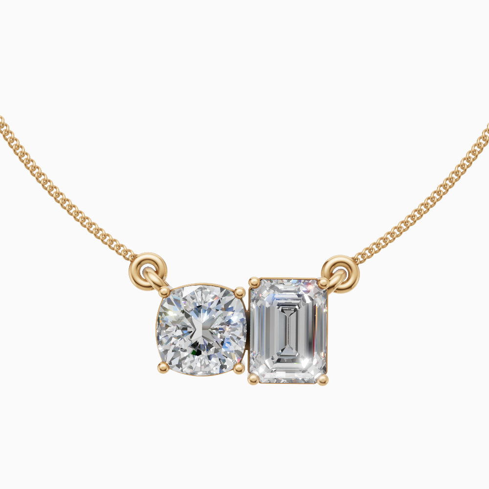 Margot Round and Emerald Toi et Moi Diamond Pendant