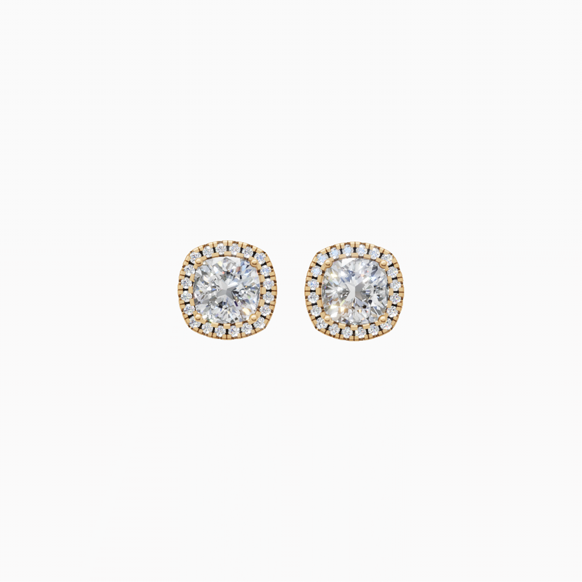 Kiara Halo Square Cushion Diamond Stud Earrings