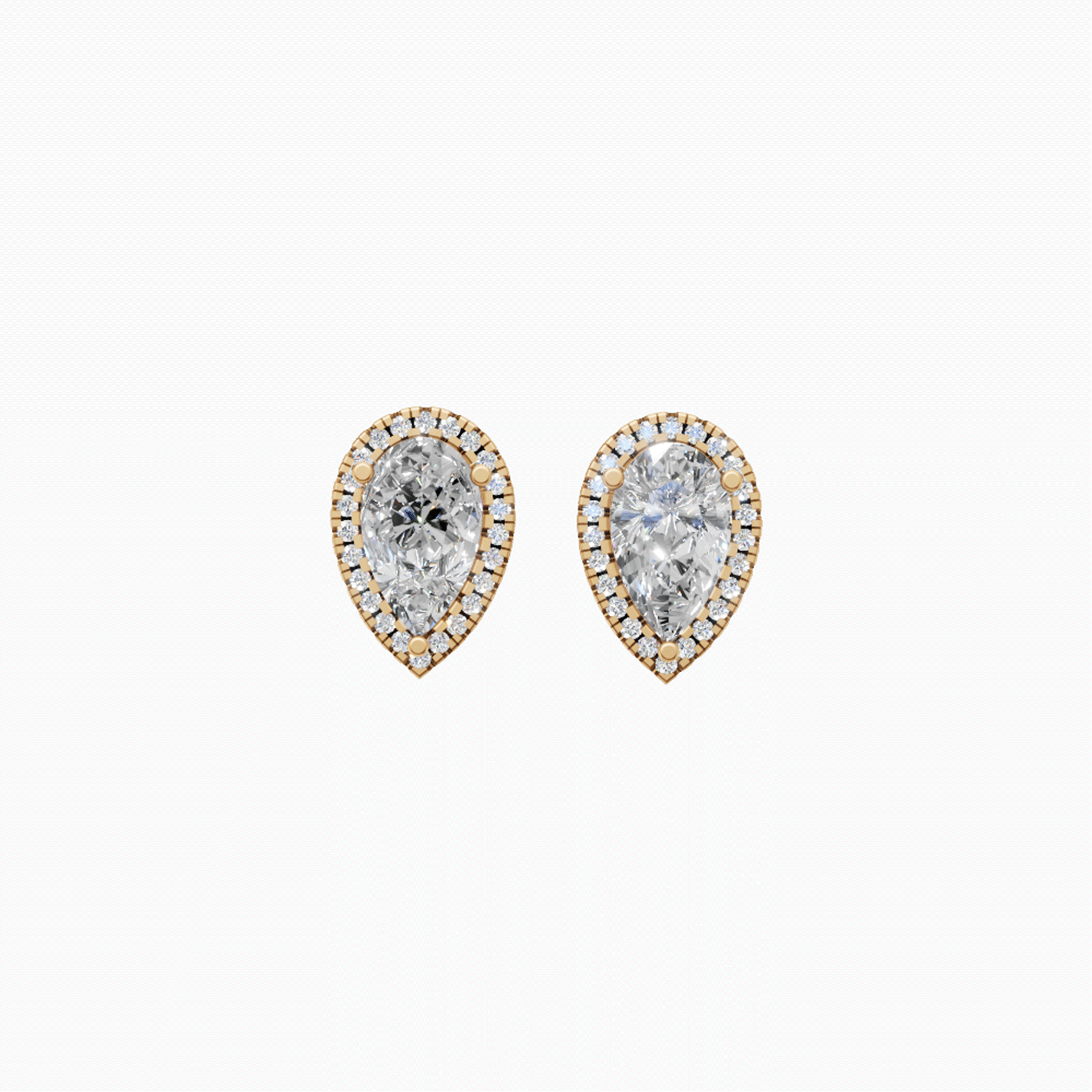 Kiara Halo Pear Diamond Stud Earrings