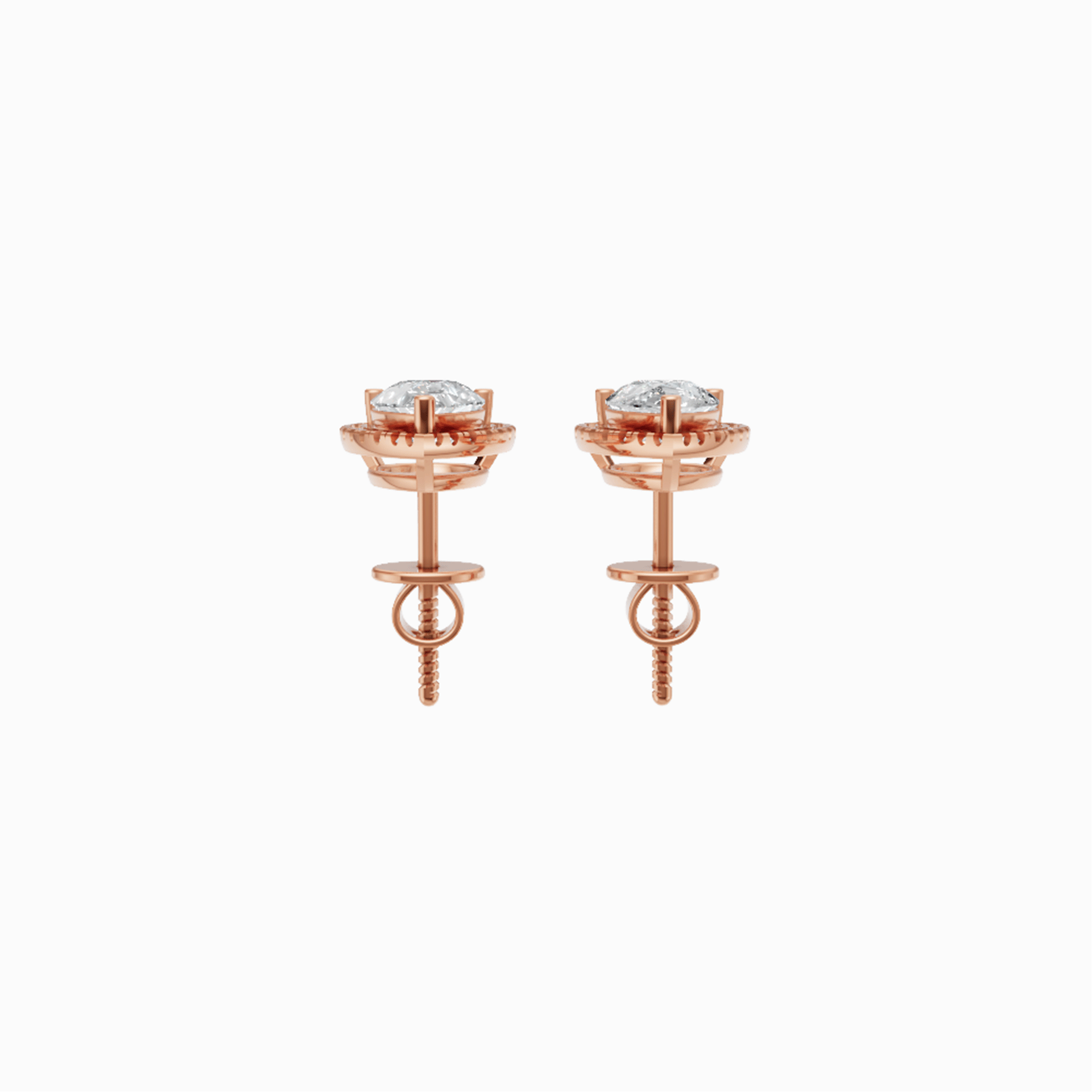 Kiara halo pear diamond stud earrings in yellow gold — earth and grown diamonds by Amber Arc – view 3