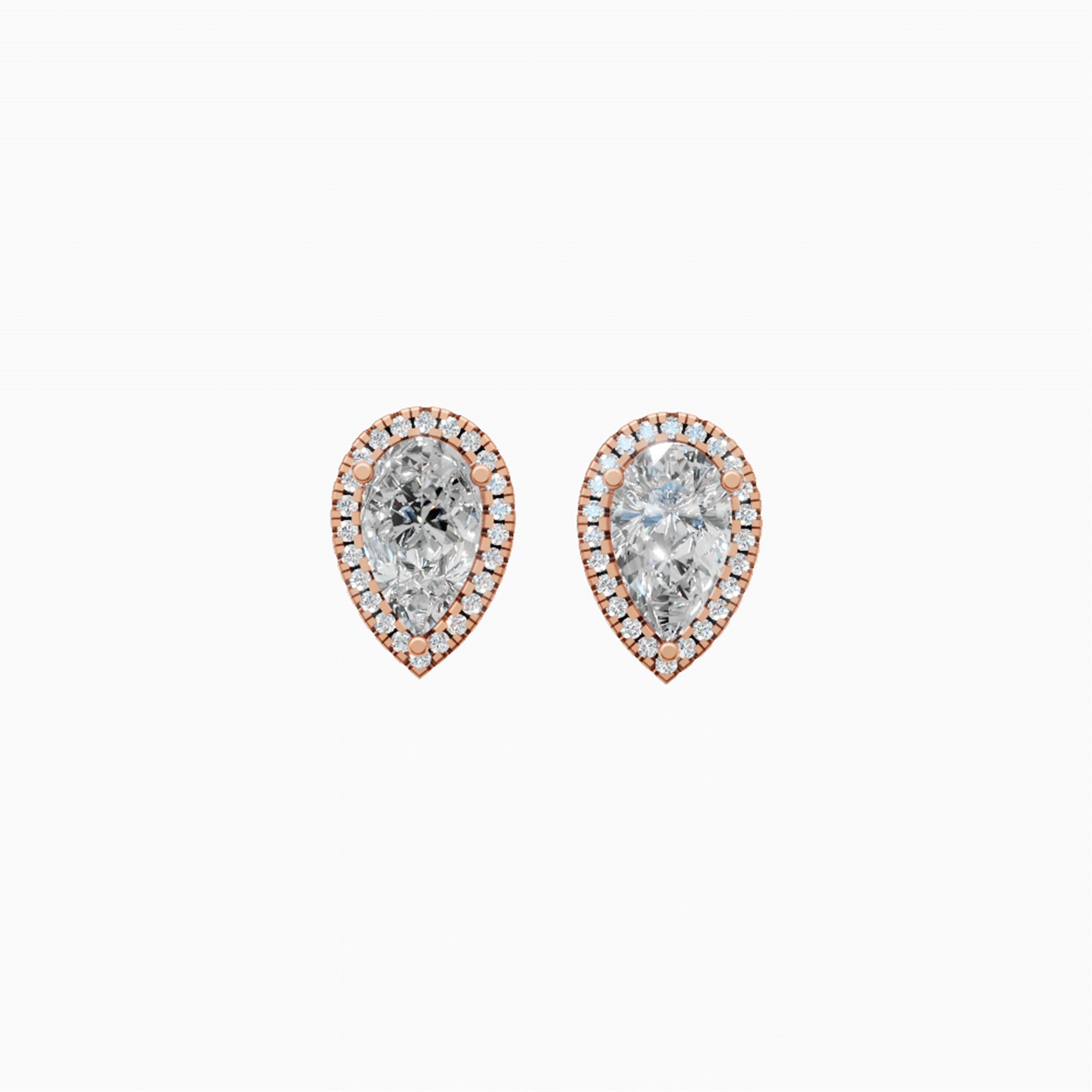 Kiara halo pear diamond stud earrings in yellow gold — earth and grown diamonds by Amber Arc