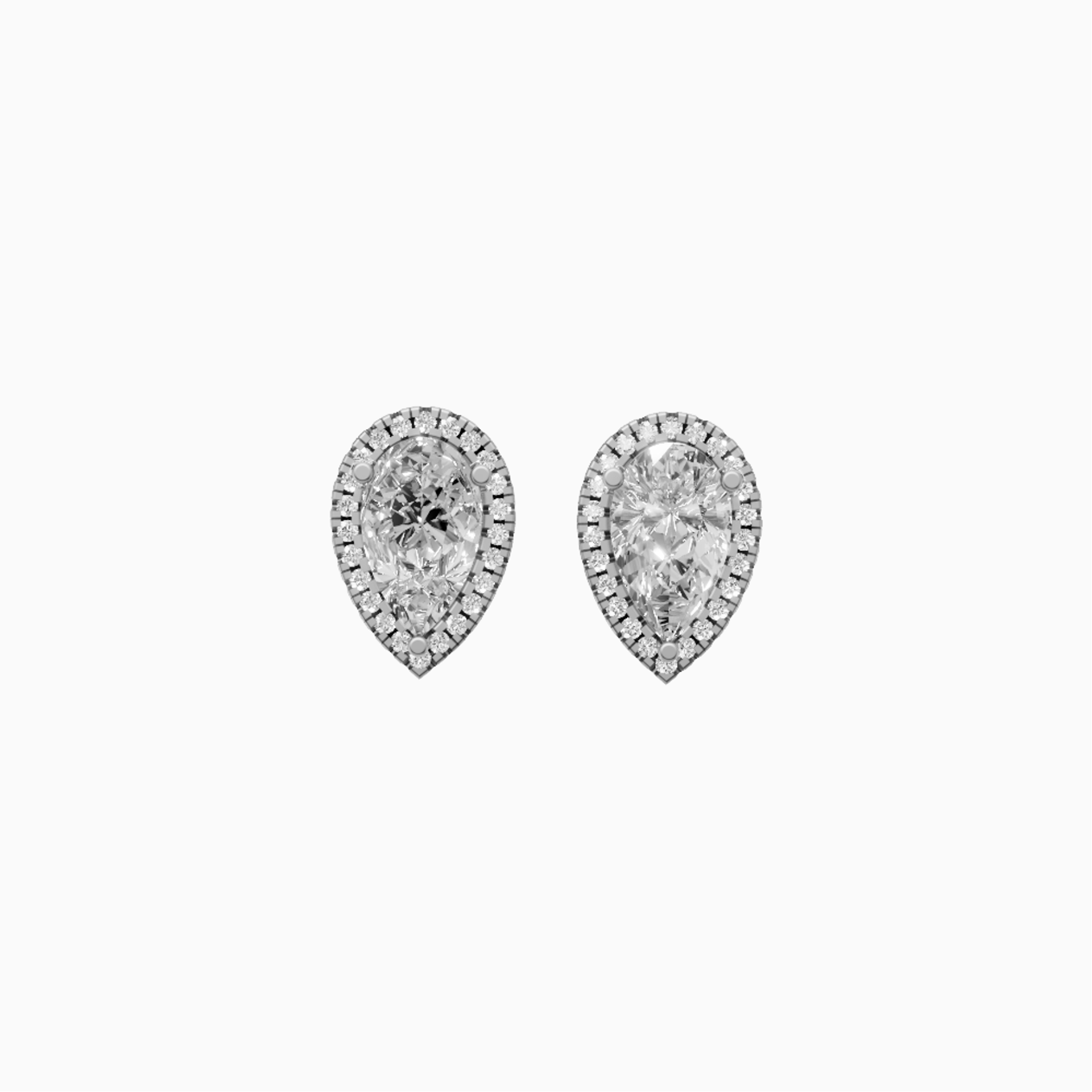 Kiara Halo Pear Diamond Stud Earrings