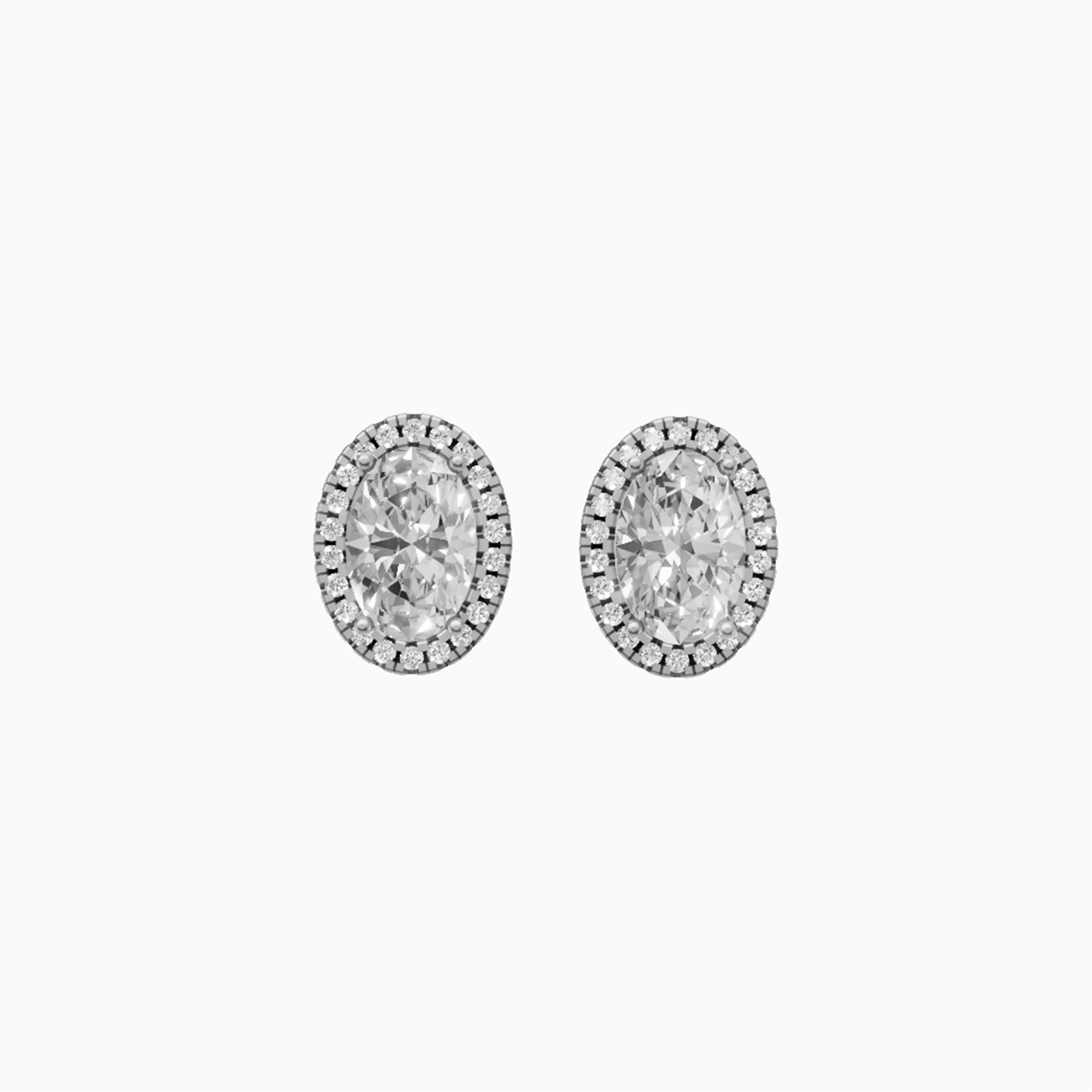 Kiara Halo Oval Diamond Stud Earrings
