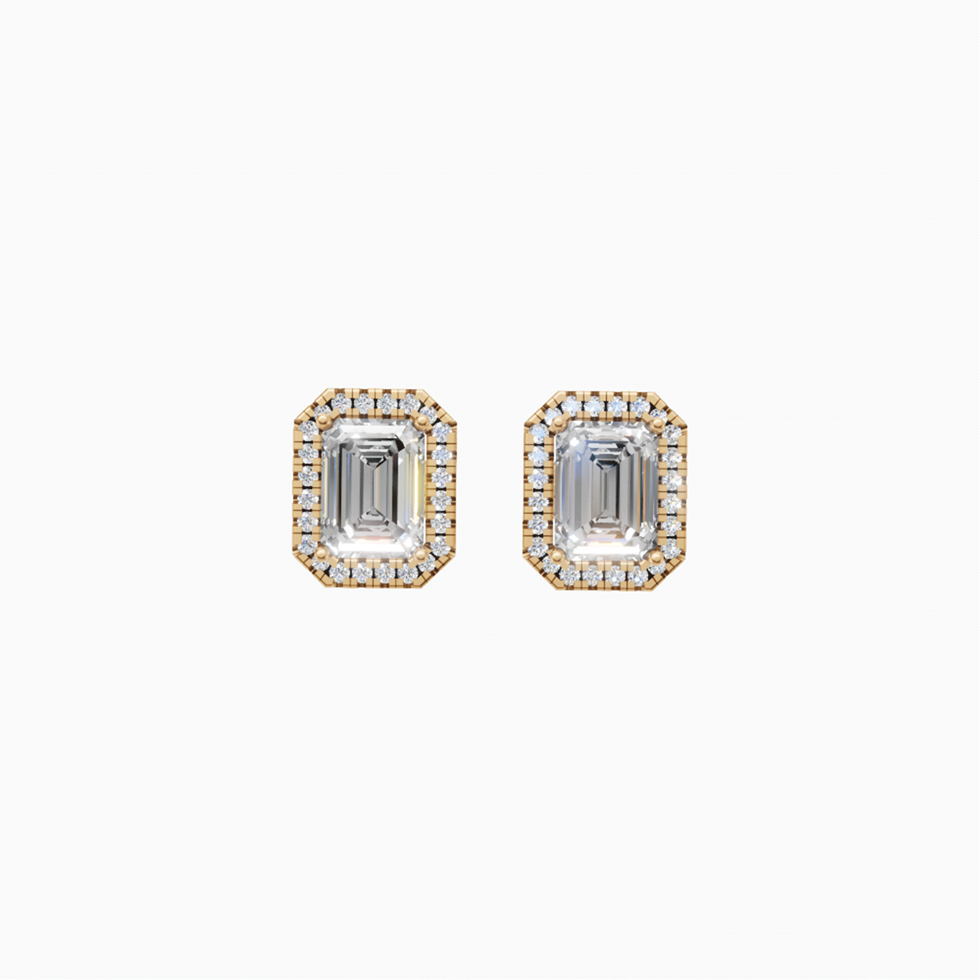 Kiara Halo Emerald Cut Diamond Stud Earrings