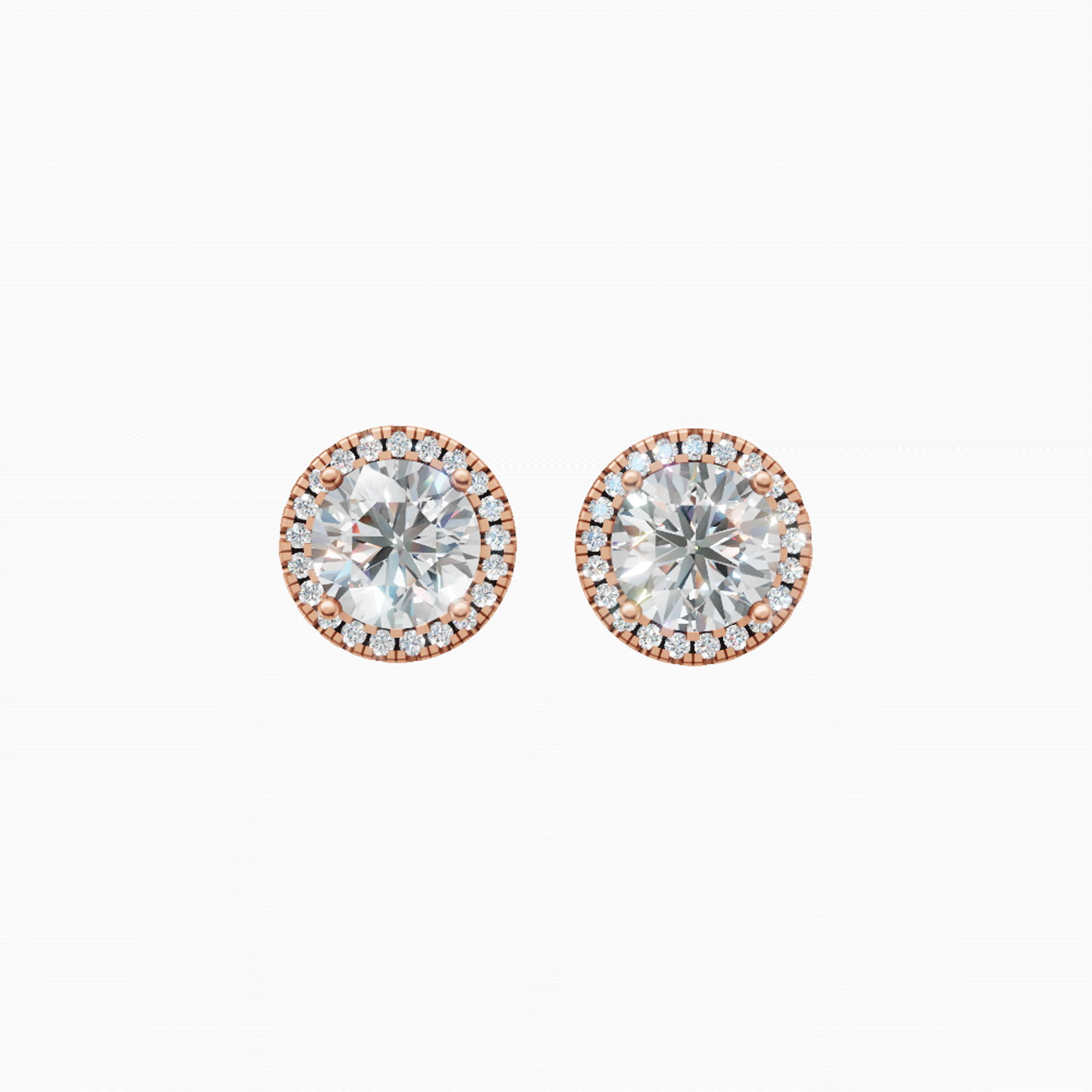 Kiara Halo Round Brilliant Diamond Stud Earrings
