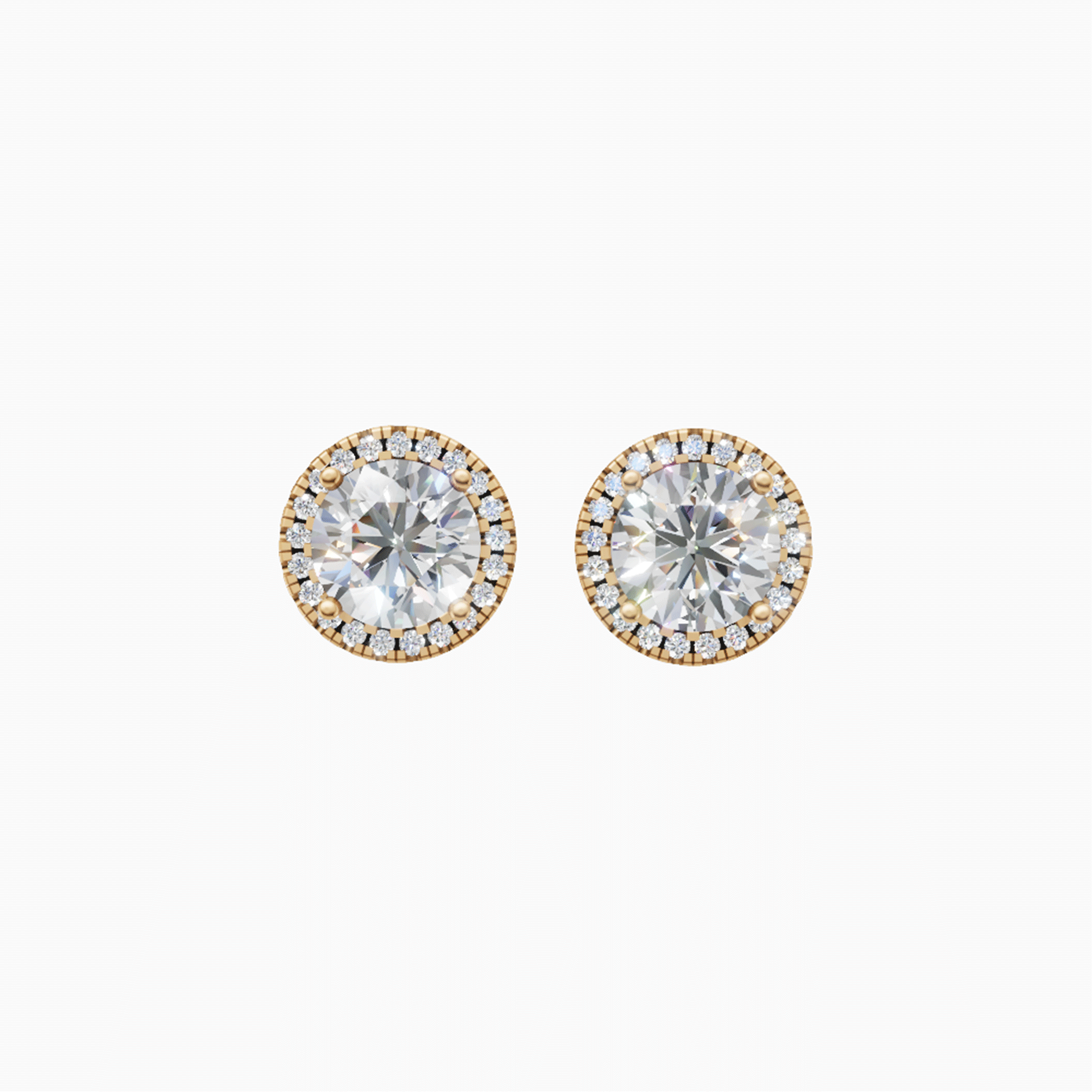 Kiara Halo Round Brilliant Diamond Stud Earrings