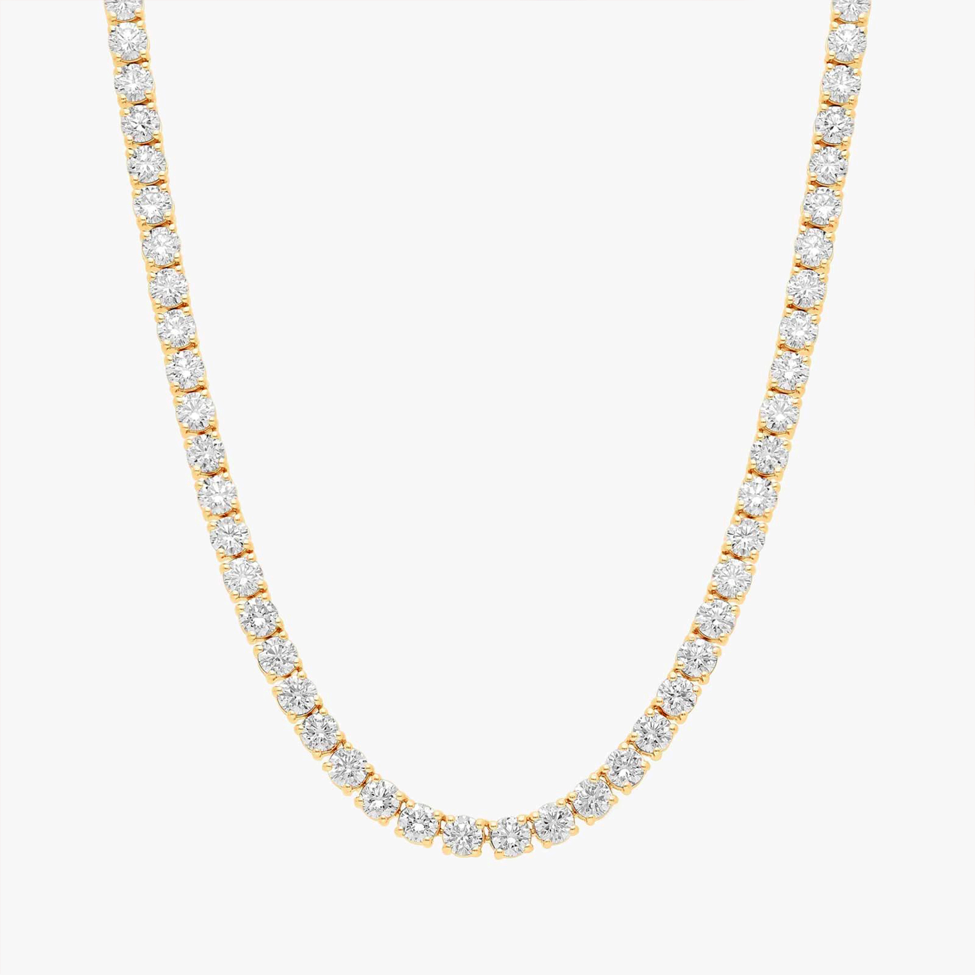 Jude shared prong round brilliant diamond tennis necklace in white gold — earth and grown diamonds by Amber Arc