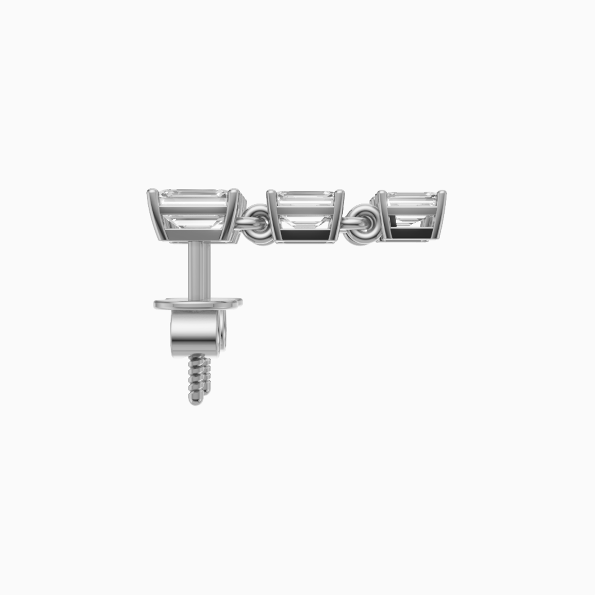 Nissa graduated emerald cut drop diamond earrings in yellow gold — earth and grown diamonds by Amber Arc – view 3