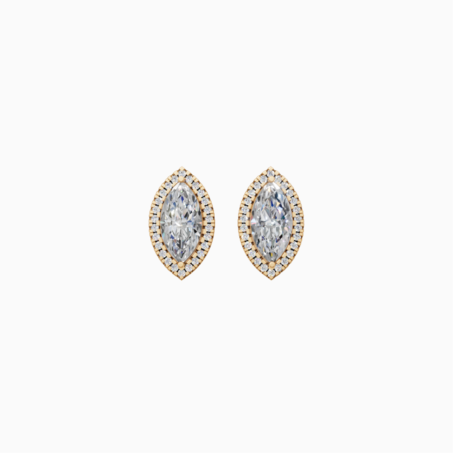 Kiara Halo Marquise Diamond Stud Earrings