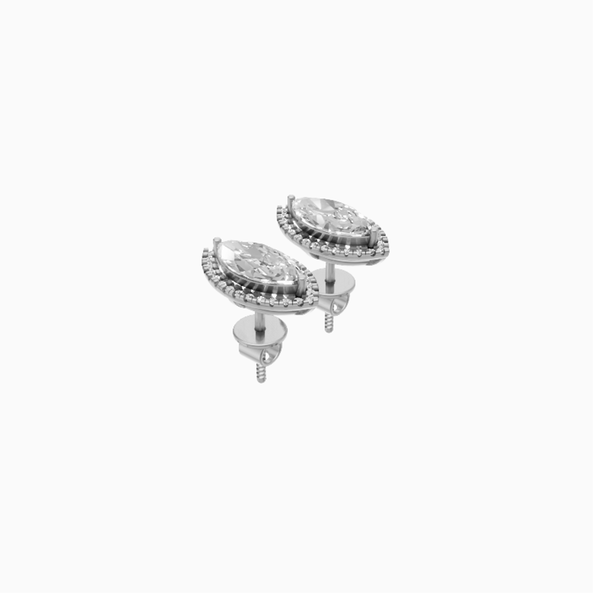 Kiara halo marquise diamond stud earrings in yellow gold — earth and grown diamonds by Amber Arc – view 2