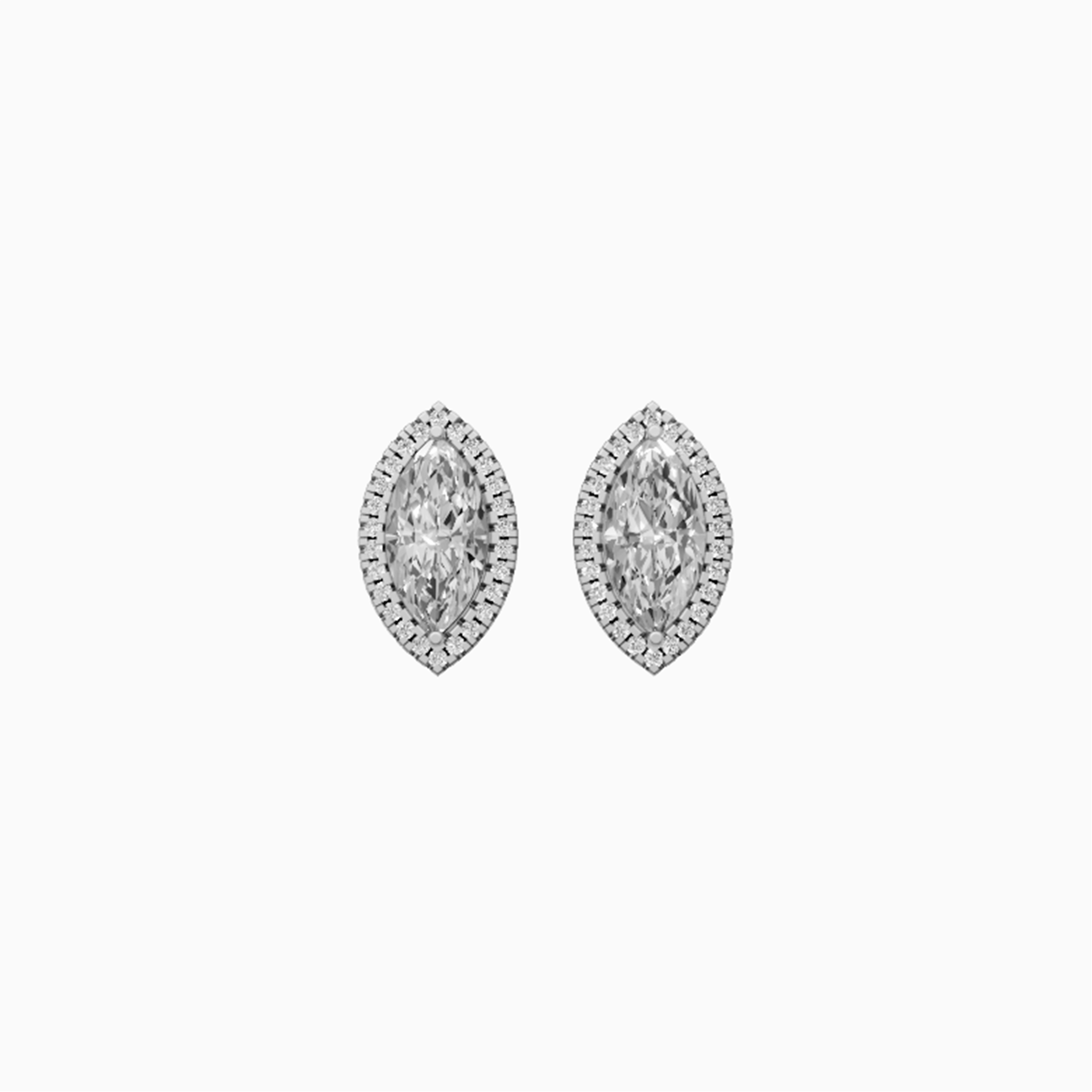 Kiara halo marquise diamond stud earrings in yellow gold — earth and grown diamonds by Amber Arc