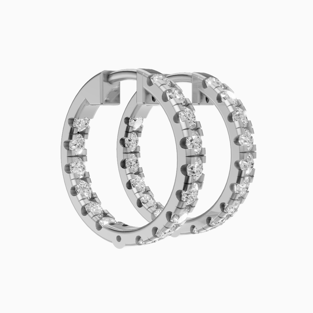 Mira inside out round brilliant diamond hoop earrings in yellow gold — earth and grown diamonds by Amber Arc – view 3