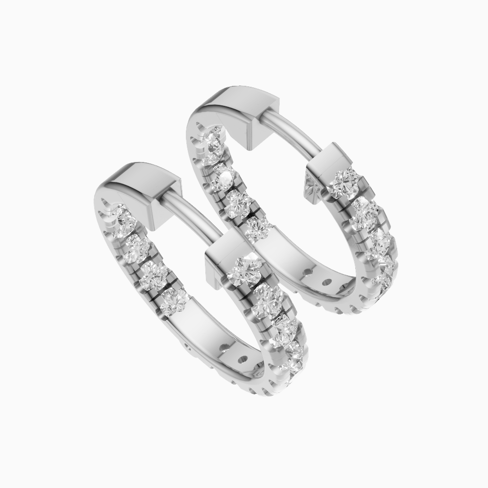 Mira inside out round brilliant diamond hoop earrings in yellow gold — earth and grown diamonds by Amber Arc