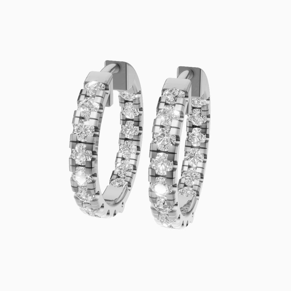 Mira inside out round brilliant diamond hoop earrings in yellow gold — earth and grown diamonds by Amber Arc – view 2
