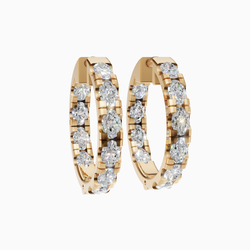 Mira Inside Out Oval Diamond Hoop Earrings