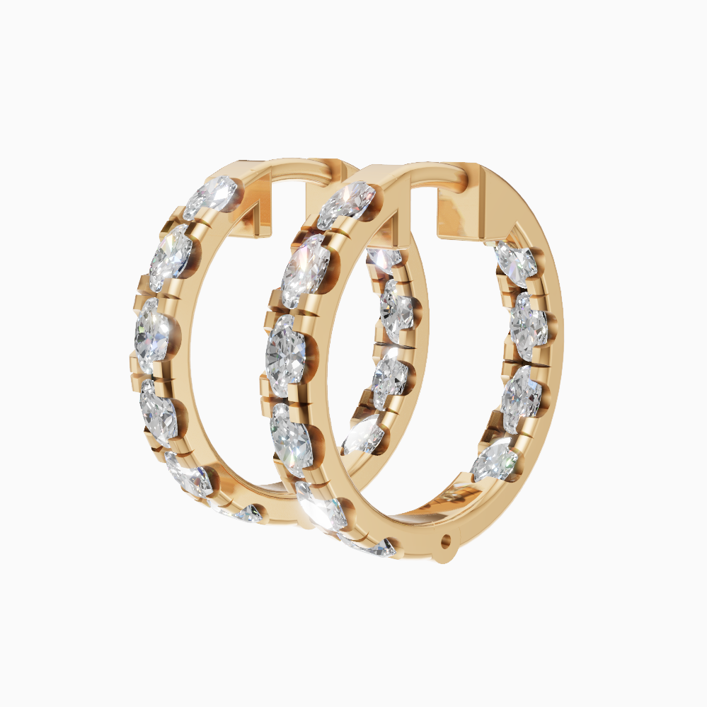 Mira inside out oval diamond hoop earrings in yellow gold — earth and grown diamonds by Amber Arc – view 3