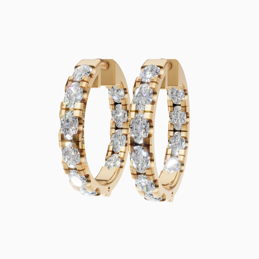 Mira inside out oval diamond hoop earrings in yellow gold — earth and grown diamonds by Amber Arc – view 2