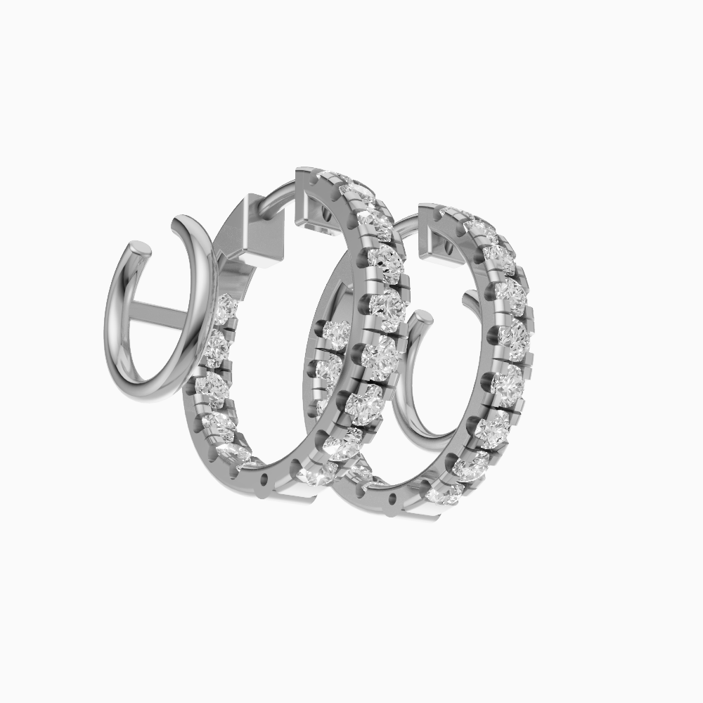 Meena inside out round brilliant diamond huggie earrings in yellow gold — earth and grown diamonds by Amber Arc – view 3