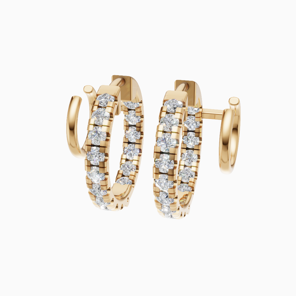 Meena Inside Out Round Brilliant Diamond Huggie Earrings