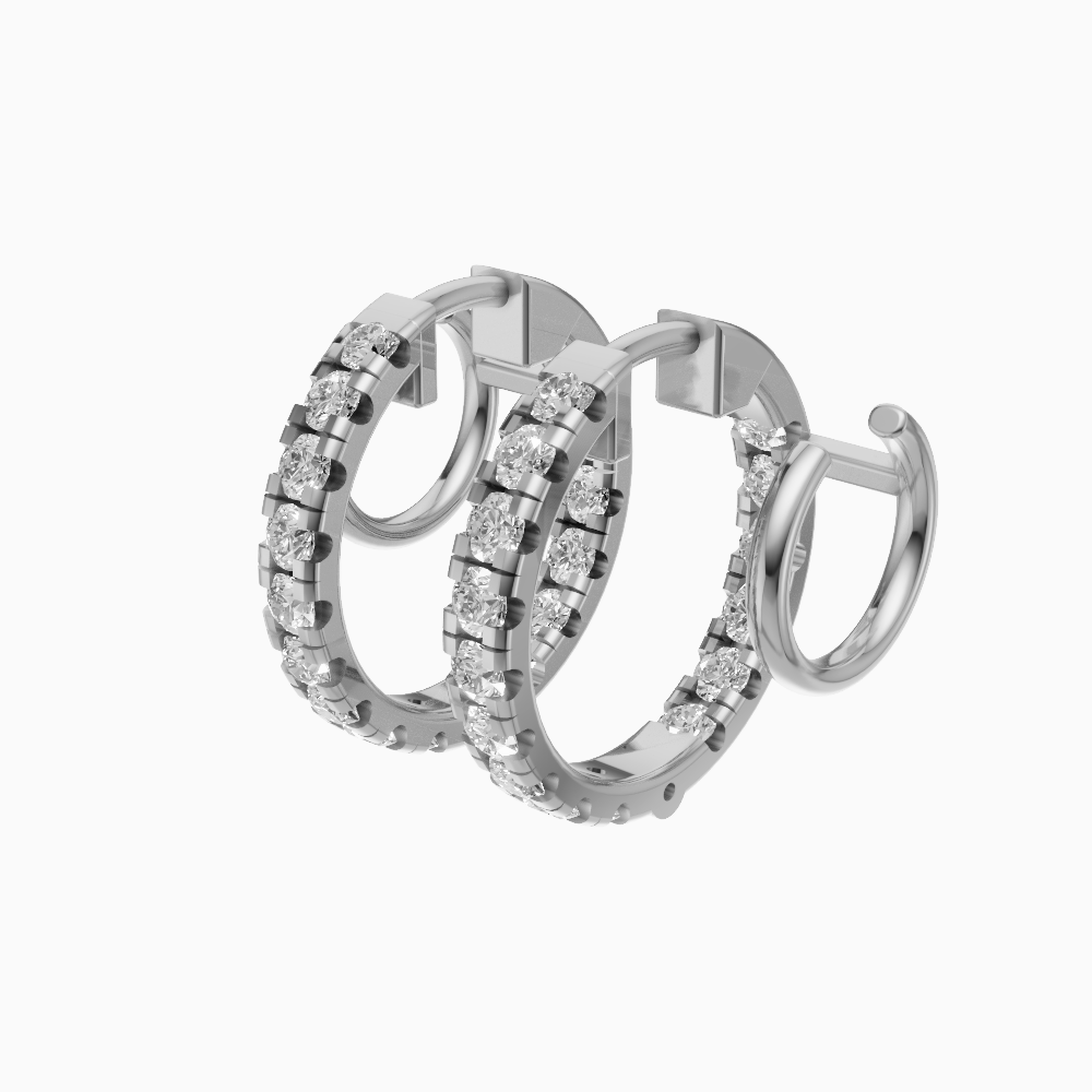 Meena inside out round brilliant diamond huggie earrings in yellow gold — earth and grown diamonds by Amber Arc – view 2