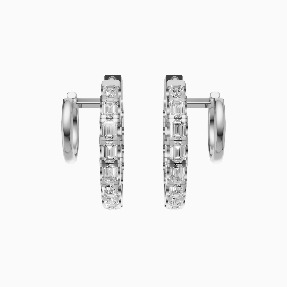 Meena Inside Out Emerald Cut Diamond Huggie Earrings
