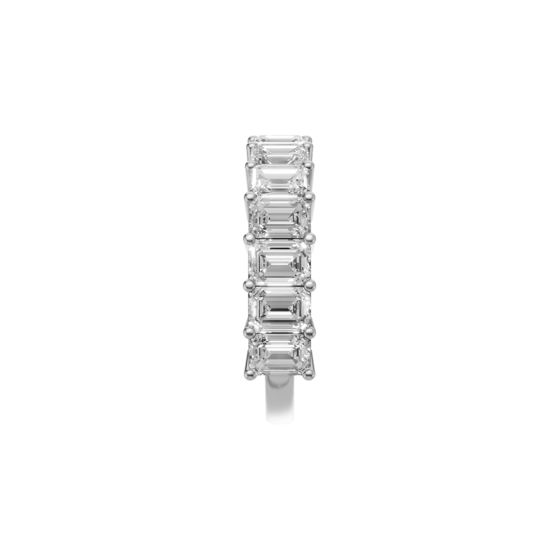 The Jude Emerald Three-Quarter Eternity Band in 14K white gold, emerald cut diamonds et in shared prongs. – view 3